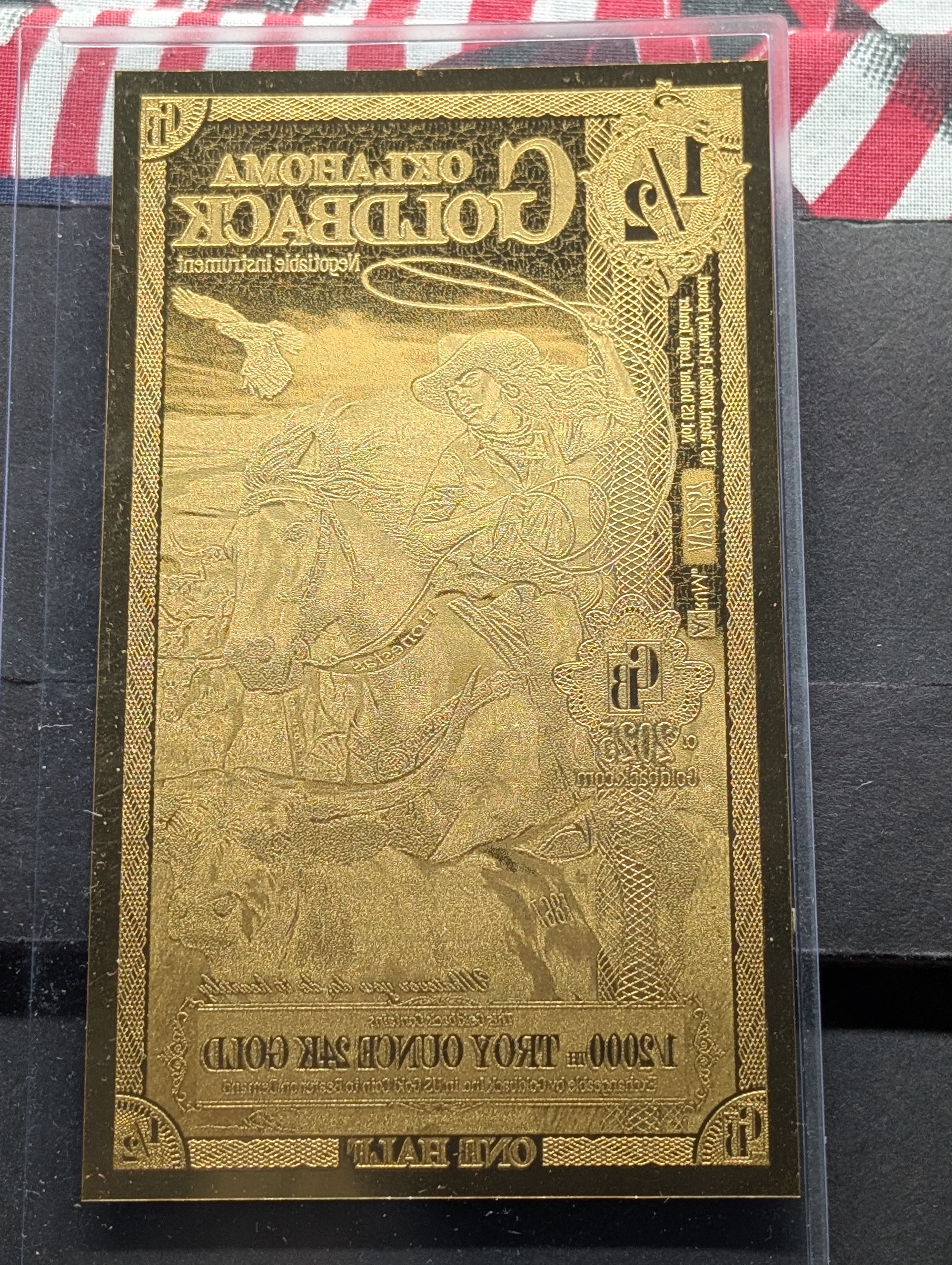1/2000th Troy Oz. 24k GOLD 2025 Oklahoma 1/2 Dollar Goldback
