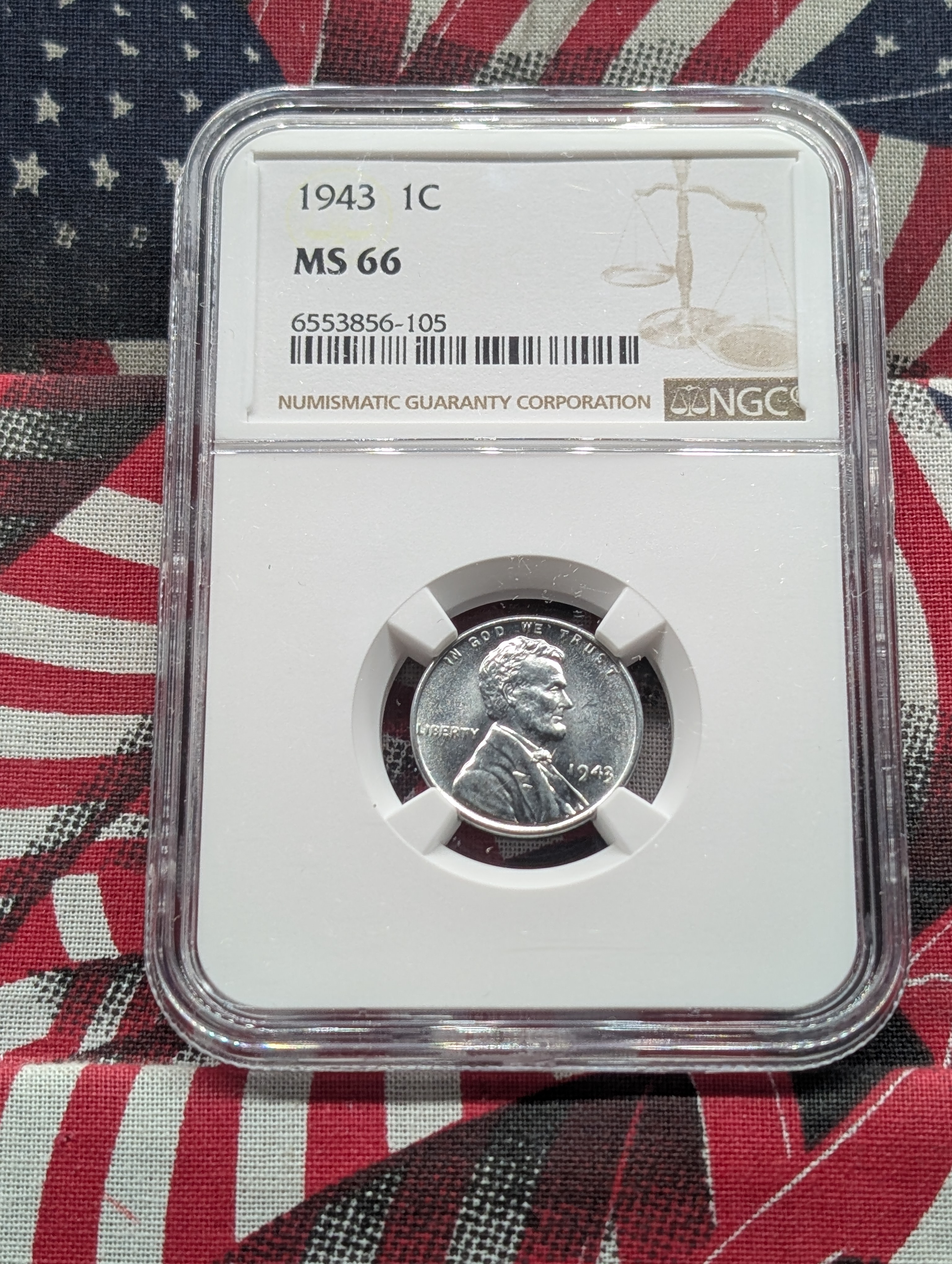 1943-P Lincoln Steel Wheat Cent - NGC MS66