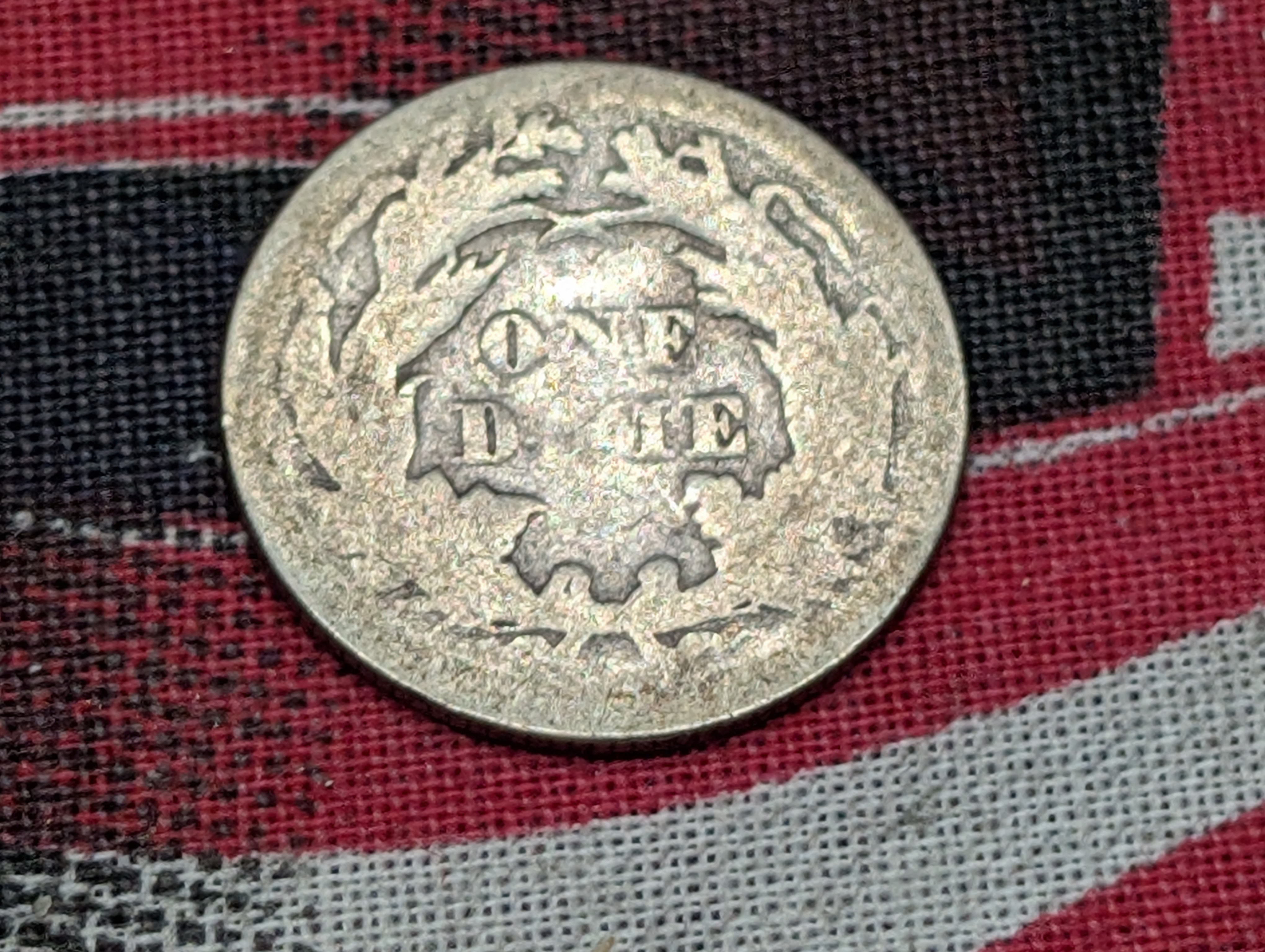 1875 w/ Legend Seated Liberty 90% Silver Dime