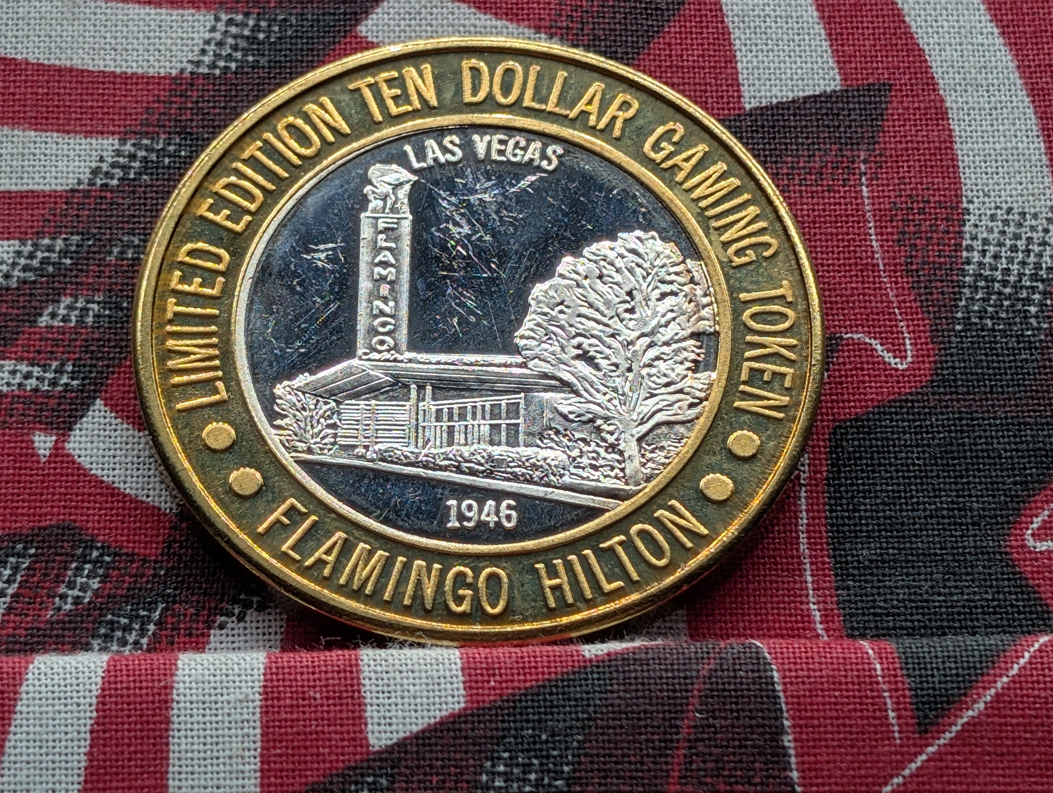 Limited Edition .999 FINE SILVER (Center) Flamingo Hilton Casino $10 Gaming Token