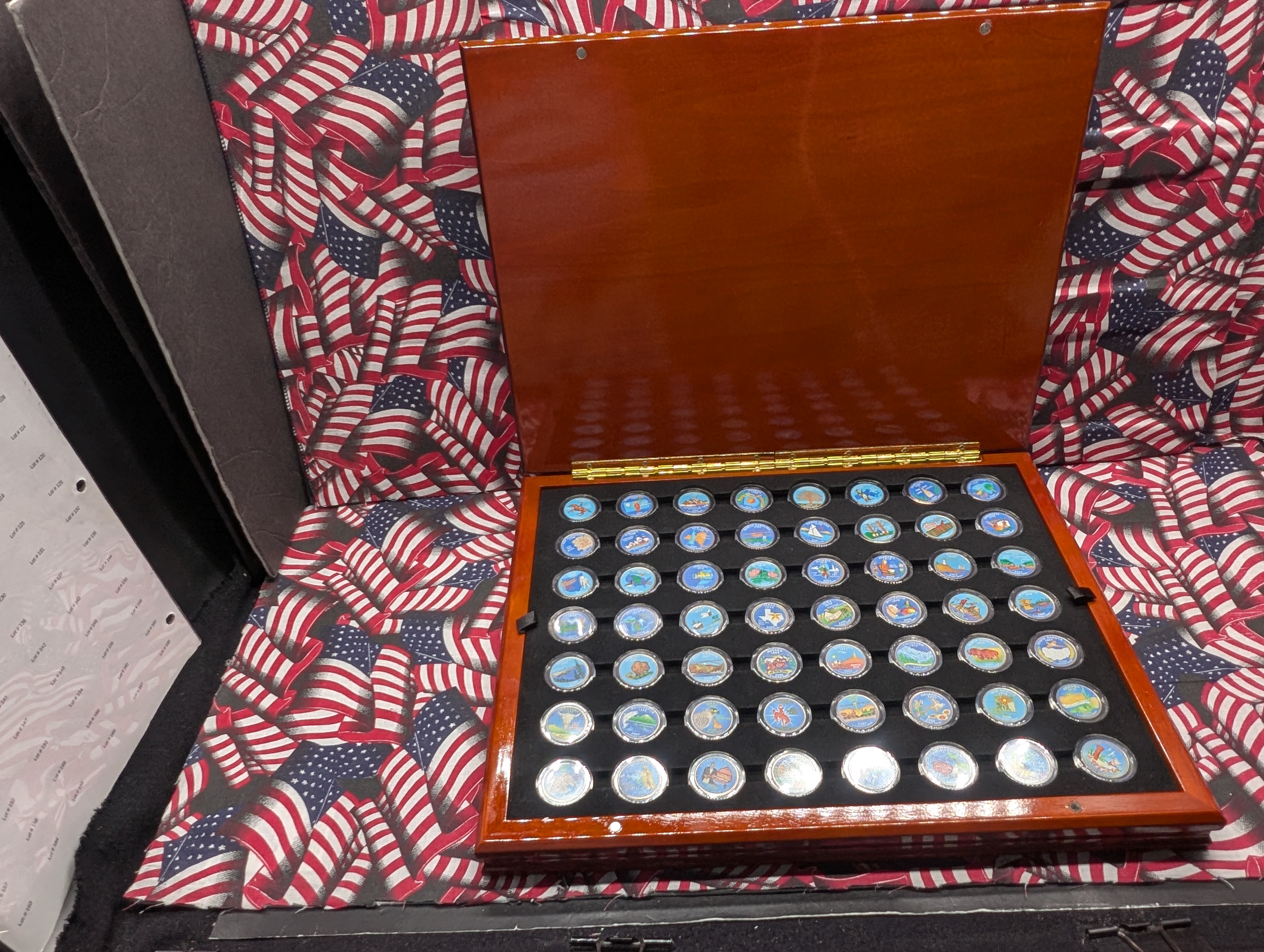 Complete Colorized 1999-2009 Statehood & U.S. Territory Quarter Collection in Wooden Display Box