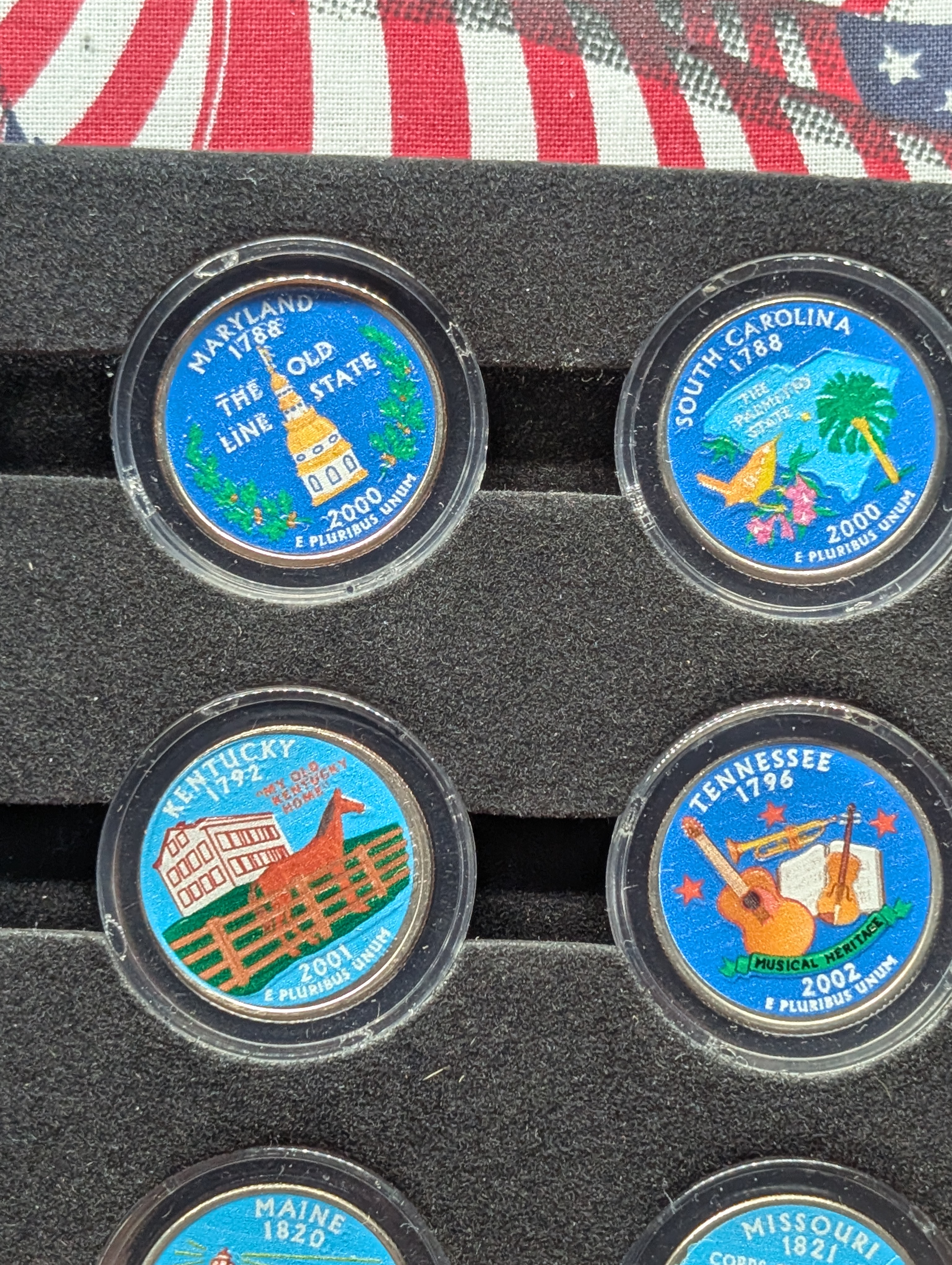 Complete Colorized 1999-2009 Statehood & U.S. Territory Quarter Collection in Wooden Display Box
