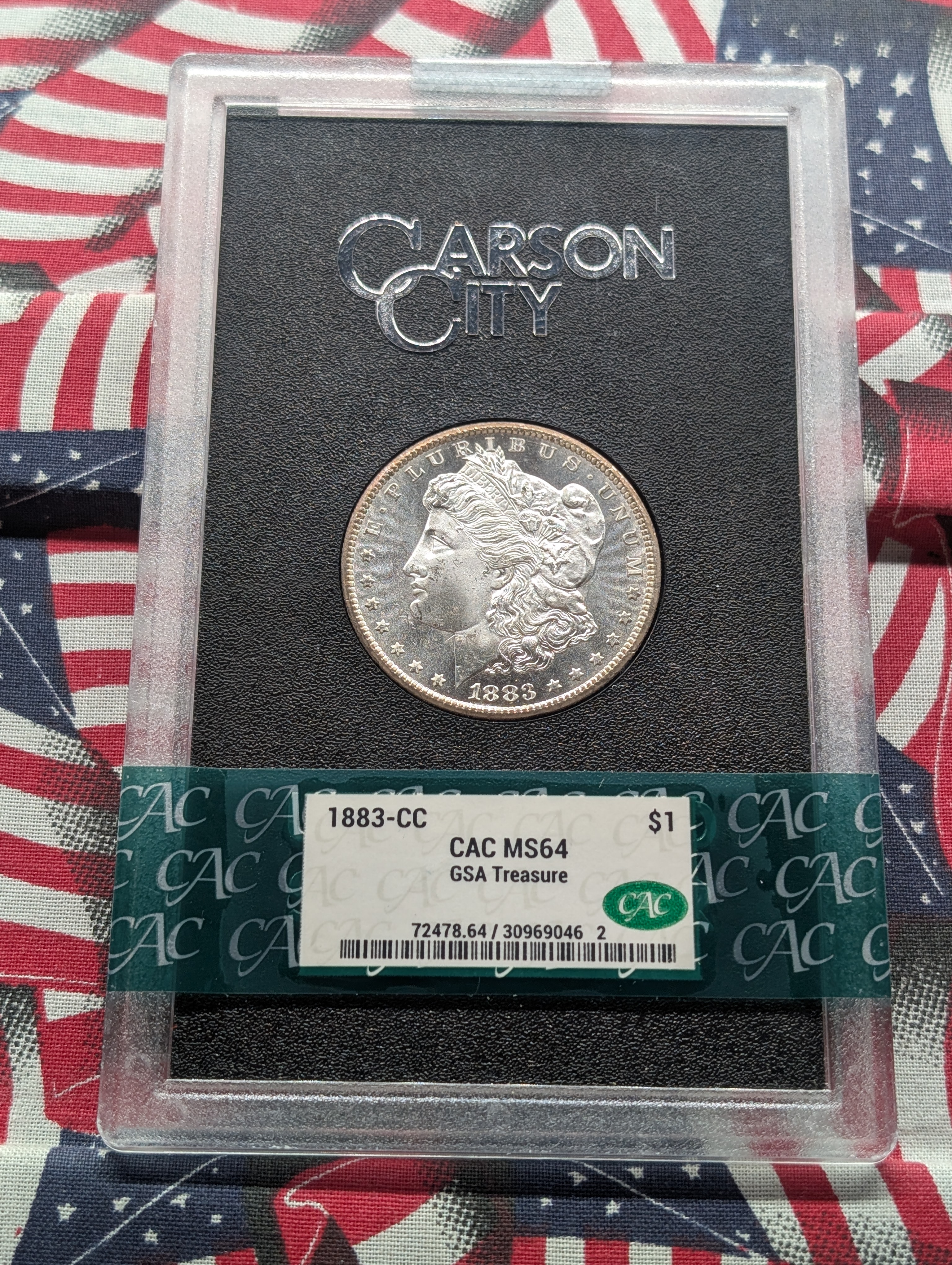 1883-CC Morgan Silver Dollar - CAC Cert. MS64 - GSA Treasure, No Box