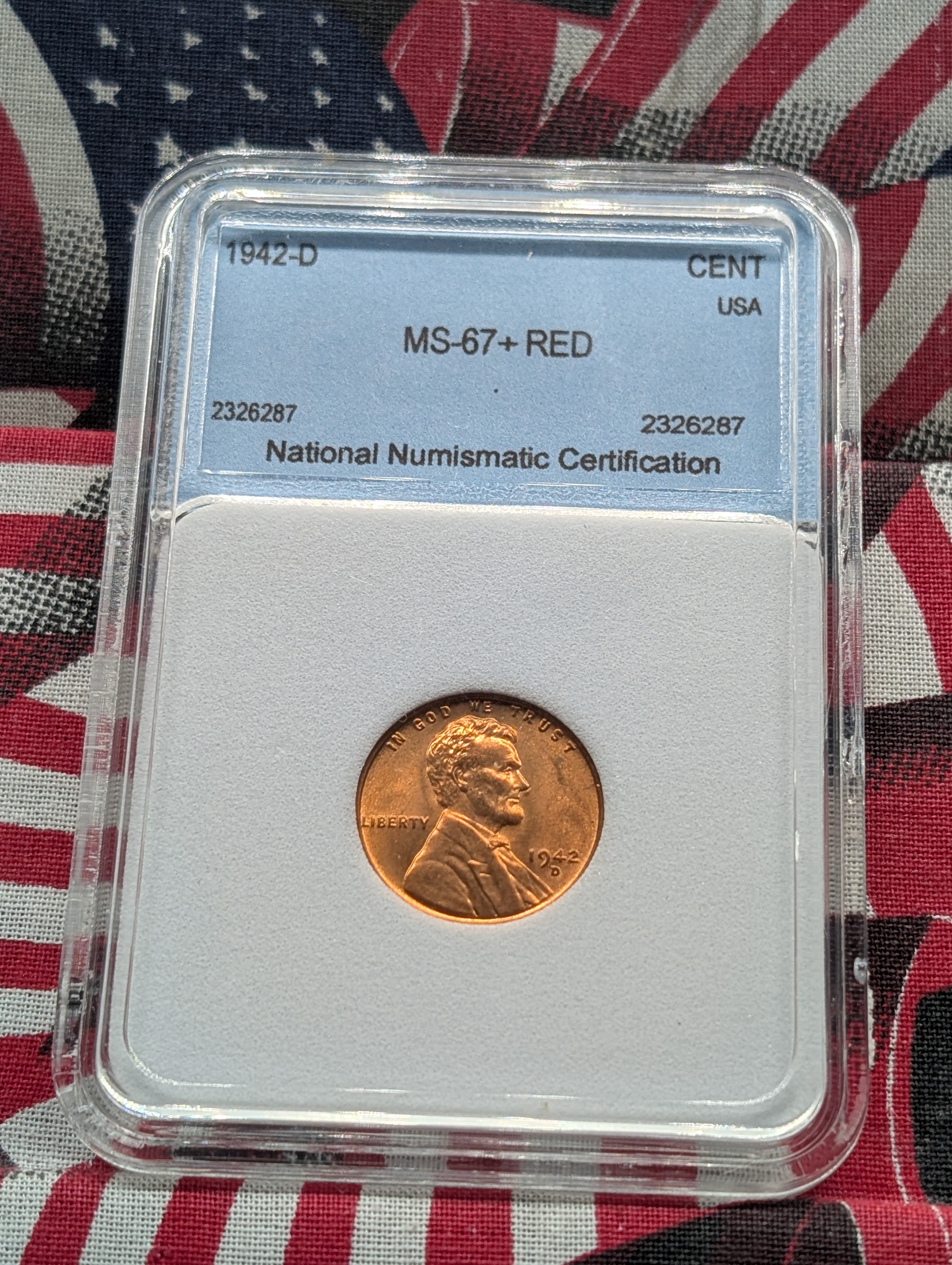 1942-D Lincoln Wheat Cent - NNC Cert. MS67+RED