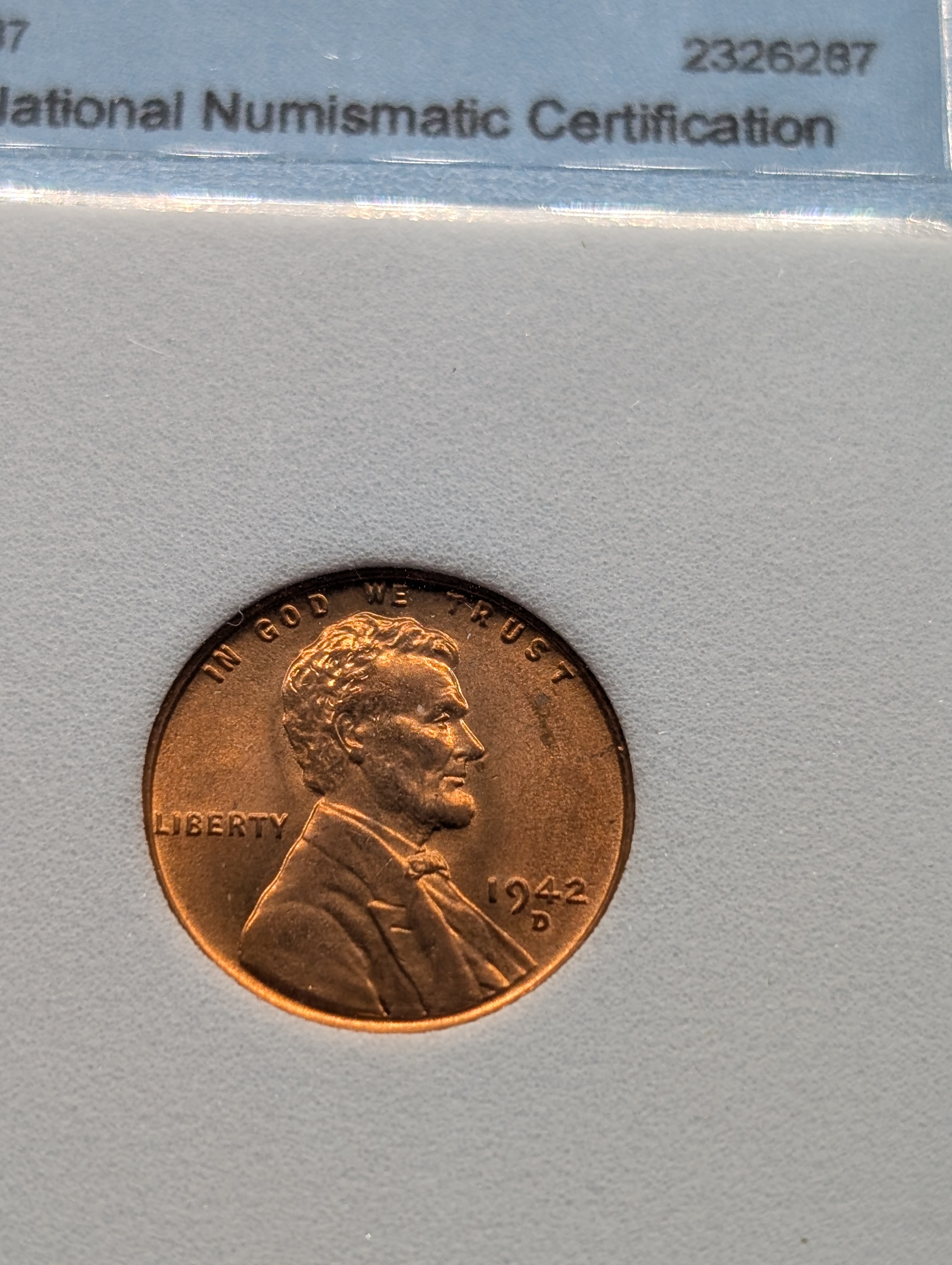 1942-D Lincoln Wheat Cent - NNC Cert. MS67+RED