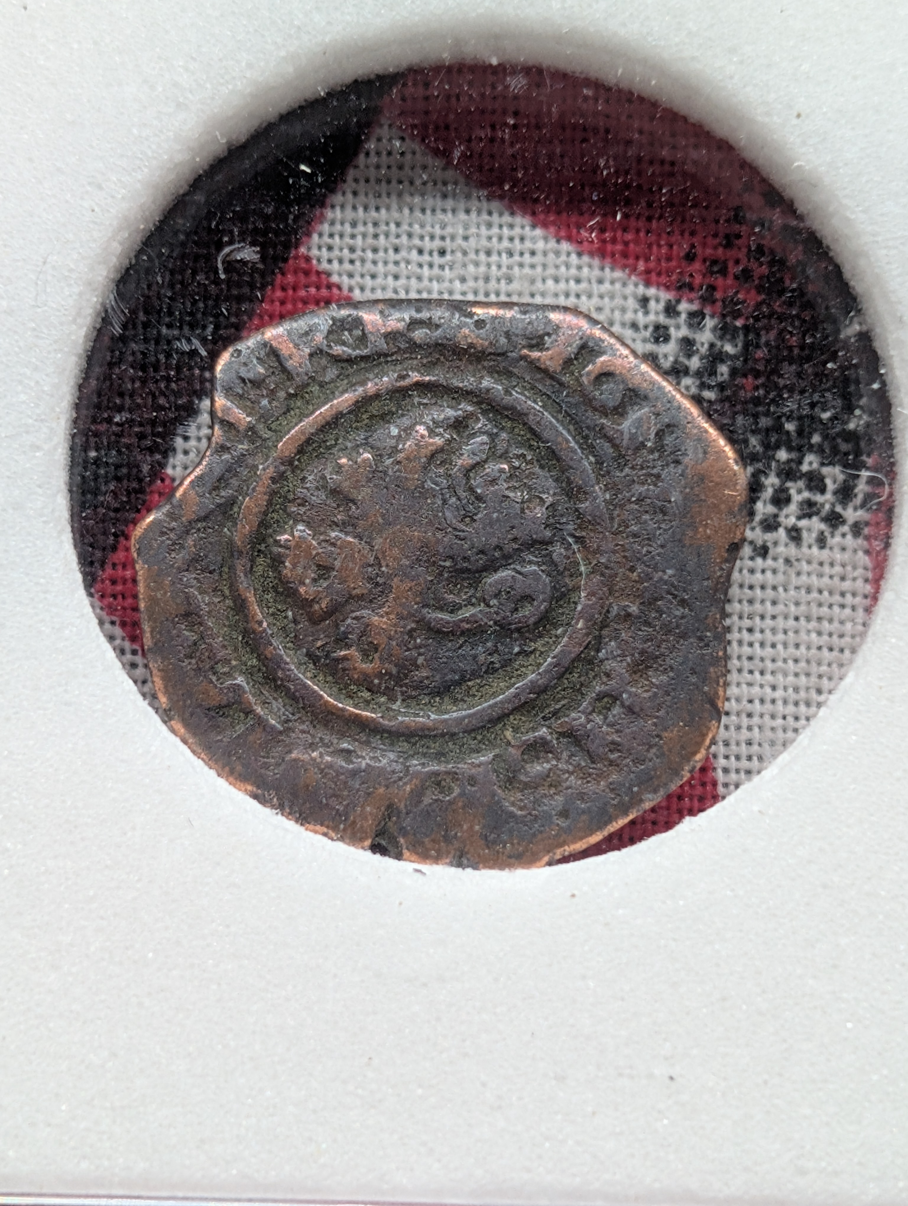 c. 1608-1695 AD New World Pirate Era Spanish Bronze Nummis Coin - Slabbed International Numismatic Bureau