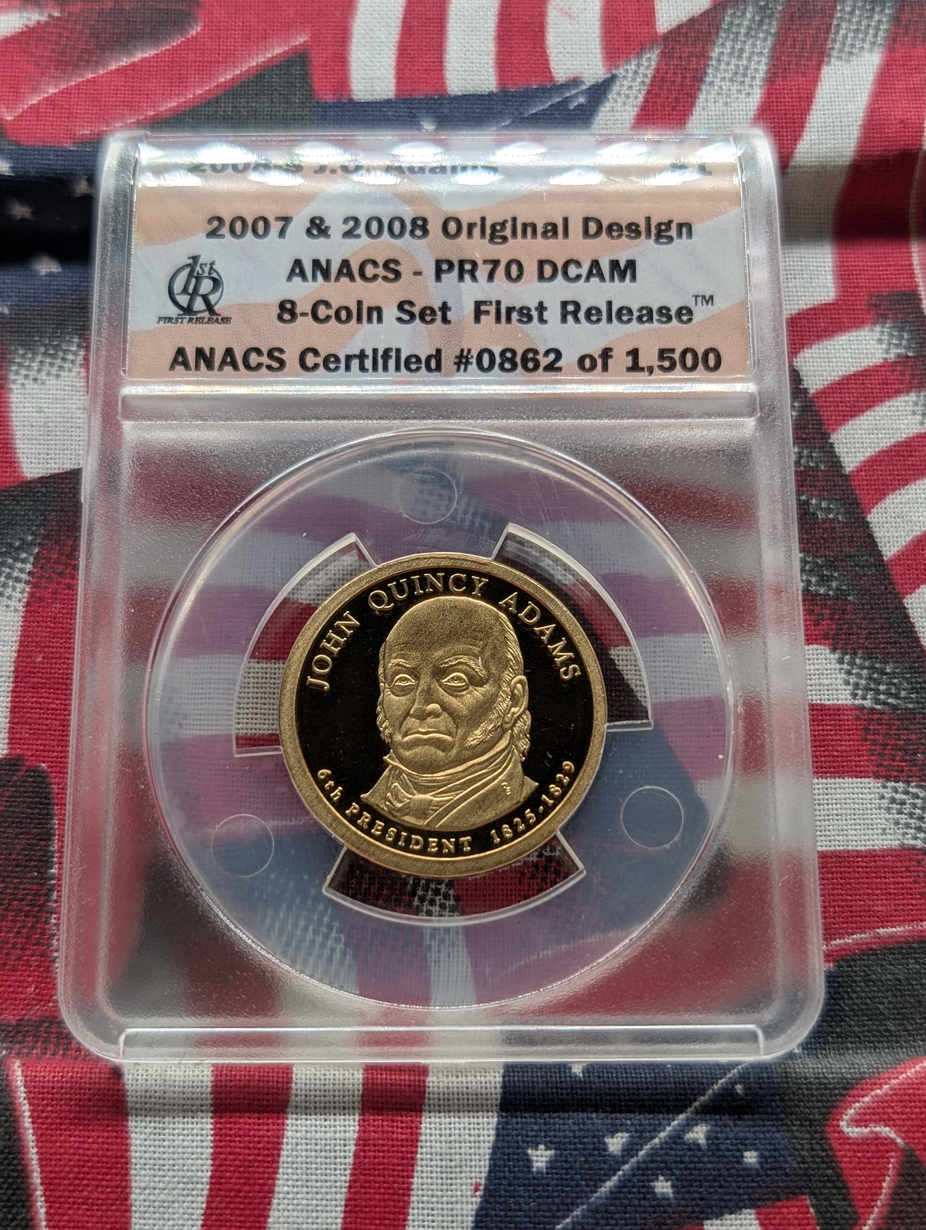 (4) 2008-S PROOF Presidential Dollars - All ANACS Cert. PR70 DCAM - First Release w/ Original Design (Monroe, J.Q. Adams, Jackson & Van Bure