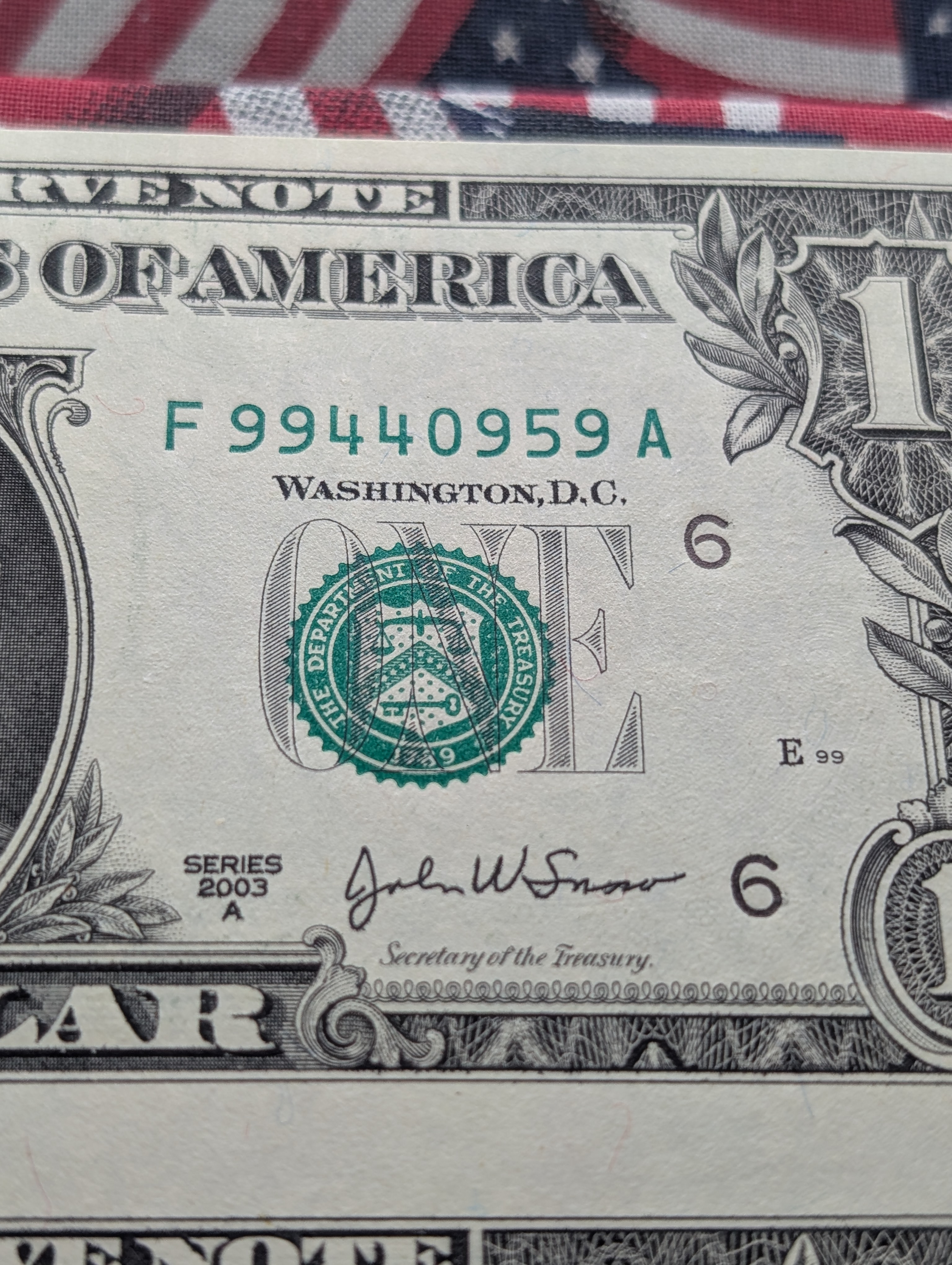 Sheet of 4 Uncut 2003 A Series $1.00 FRN Atlanta Notes in Display - The Wisdom of George Washington