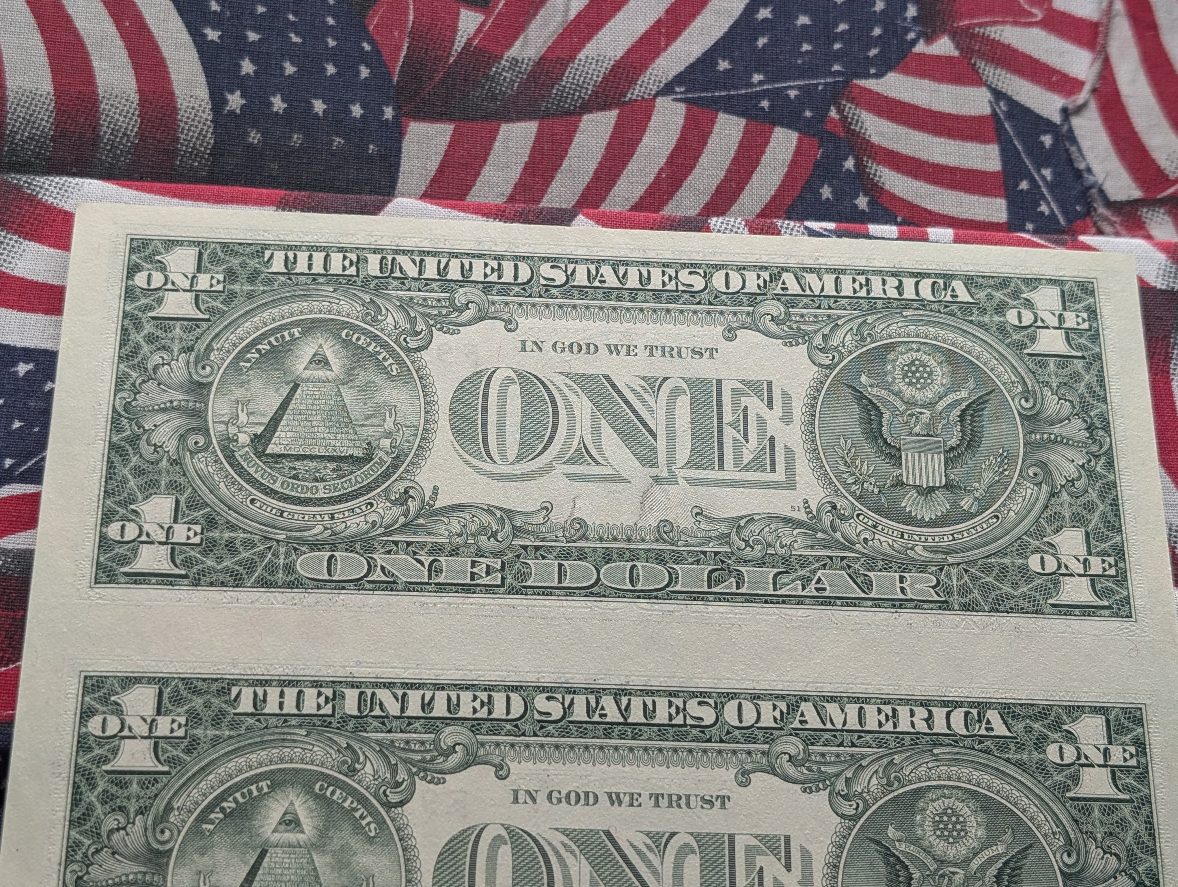 Sheet of 4 Uncut 2003 A Series $1.00 FRN Atlanta Notes in Display - The Wisdom of George Washington