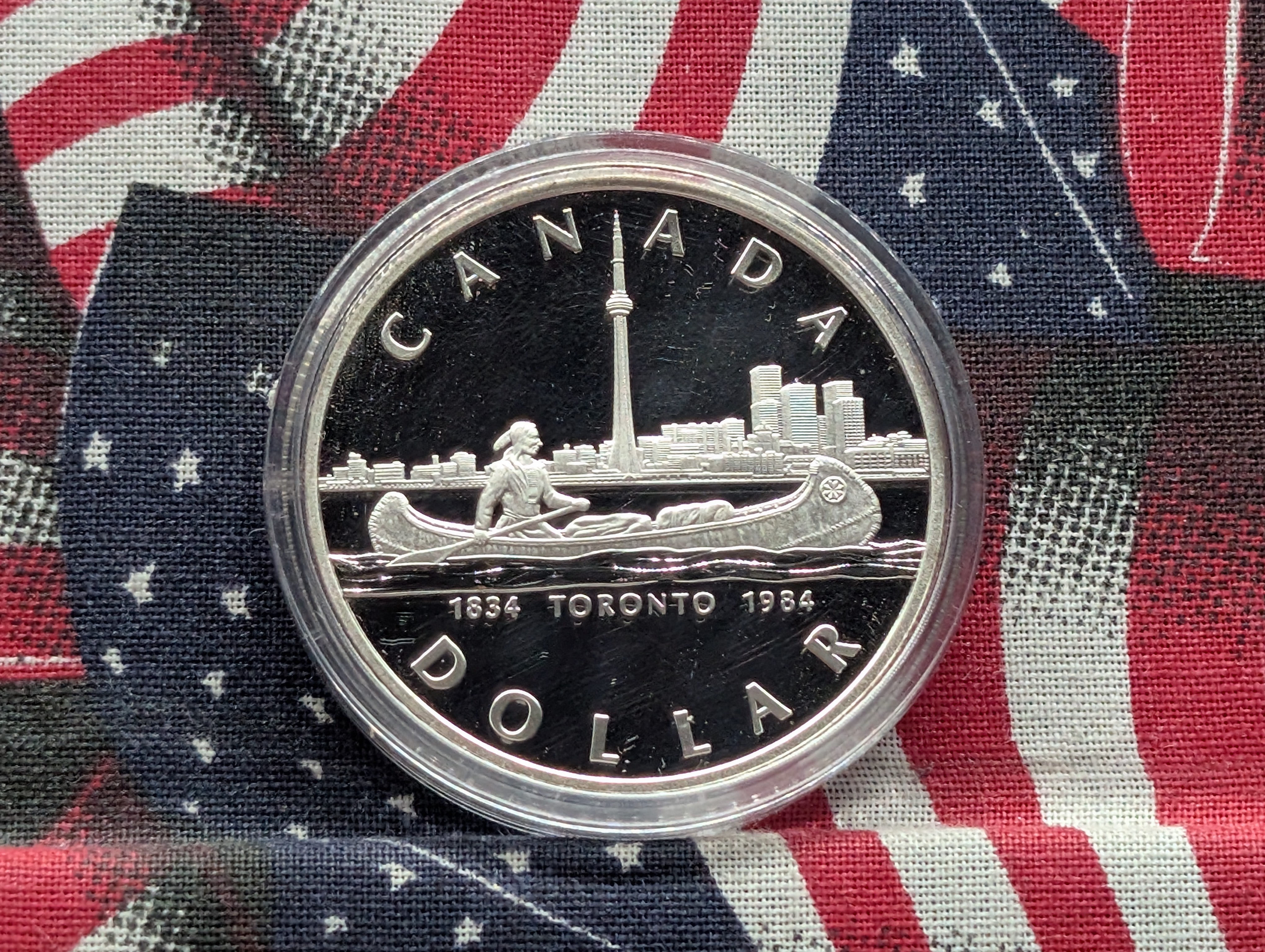 1984 PROOF Canada Toronto (Canoe) Silver Dollar in OGP w/ COA