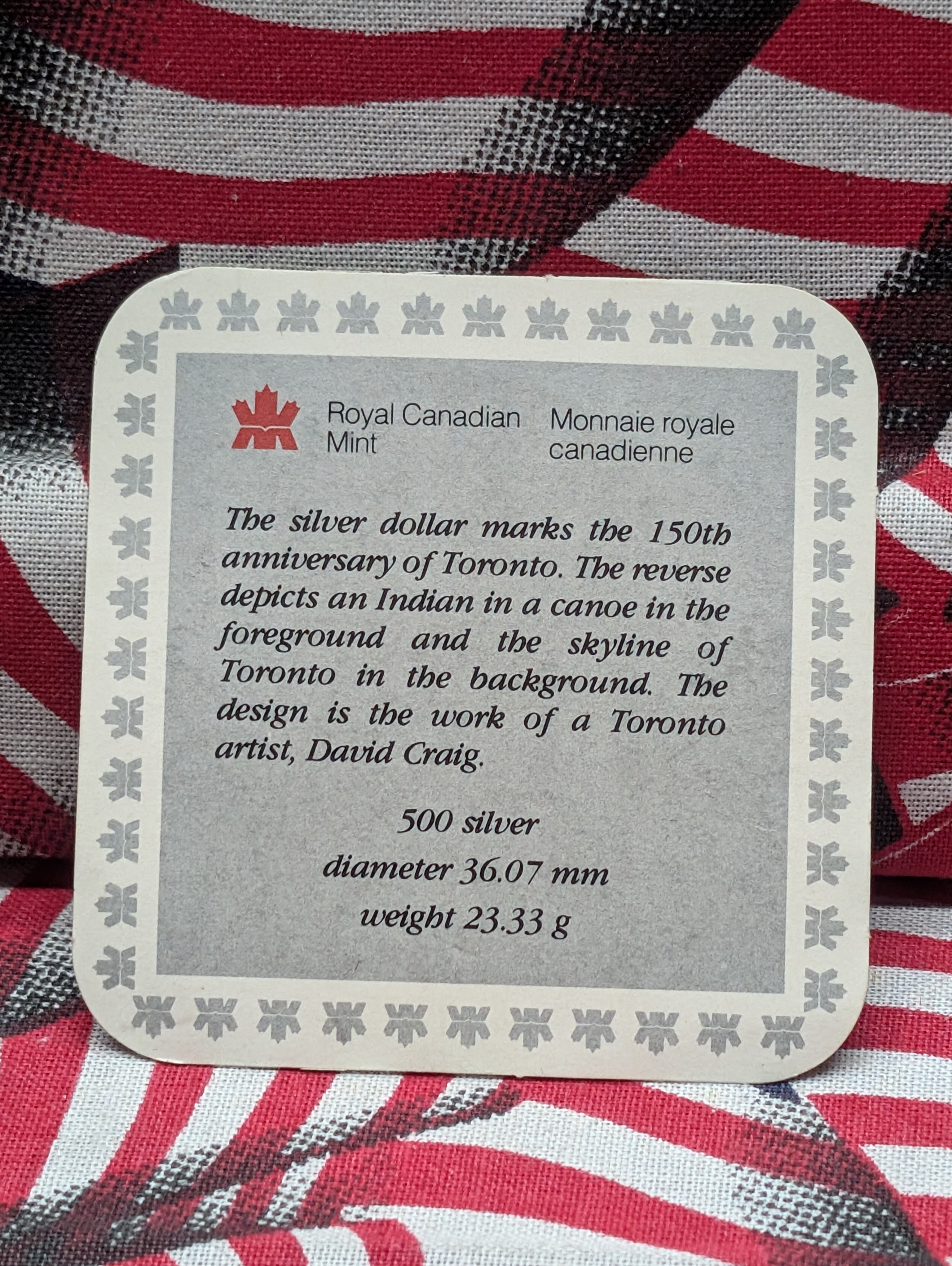 1984 PROOF Canada Toronto (Canoe) Silver Dollar in OGP w/ COA