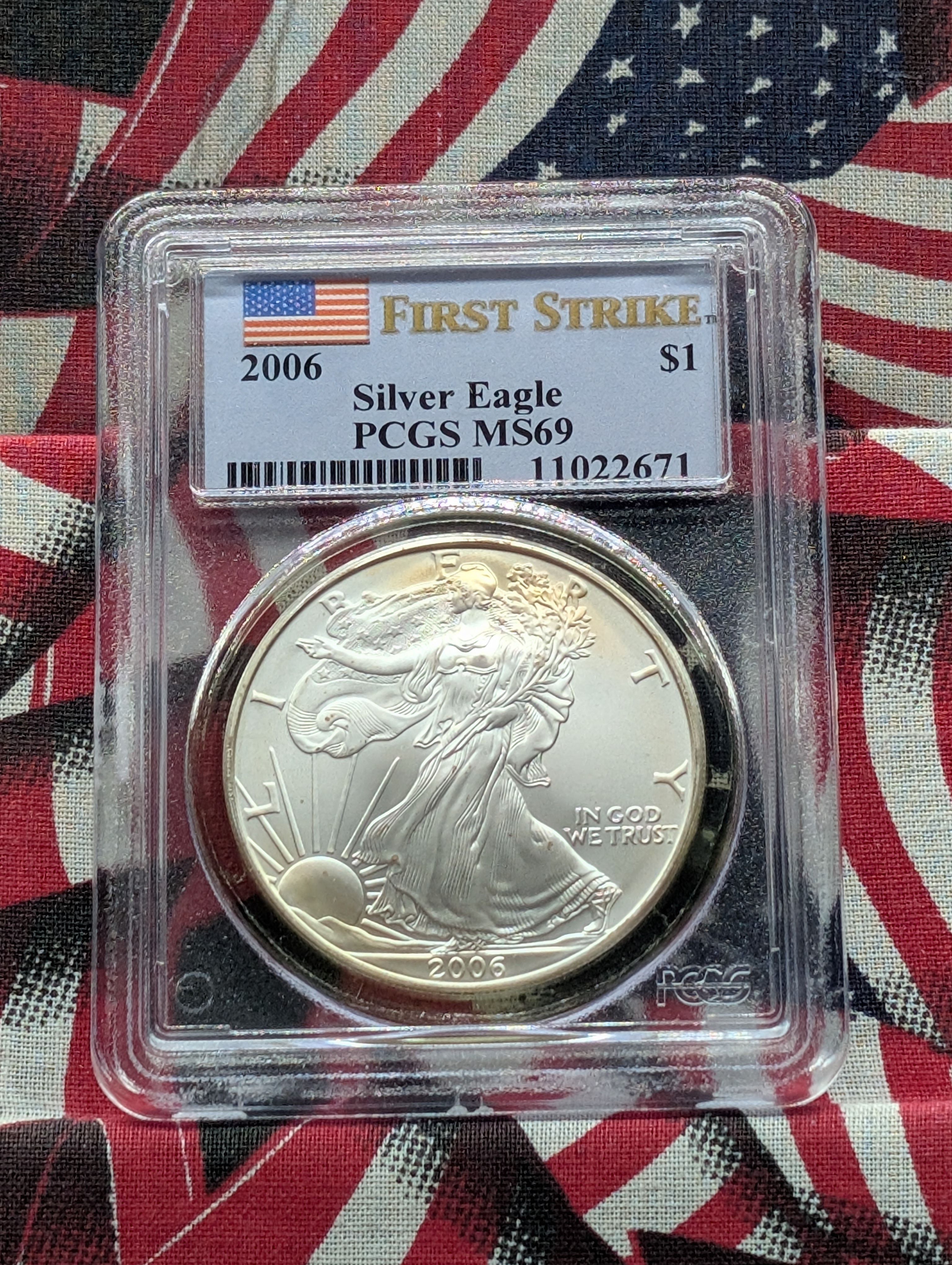 2006 American Silver Eagle, .999 One Troy Ounce - PCGS MS69 - First Strike