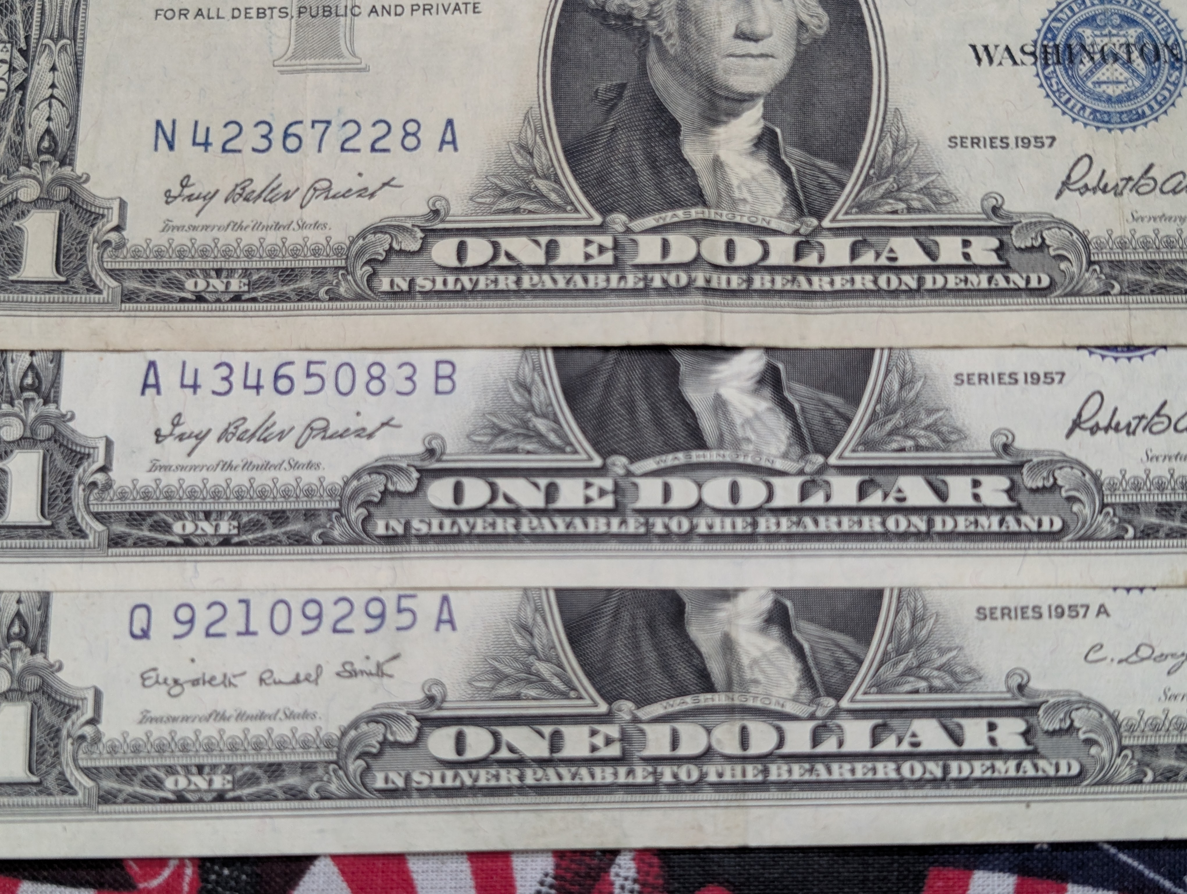 (2) 1957, (2) 57-A, (2) 57-B Series $1.00 Silver Certificates