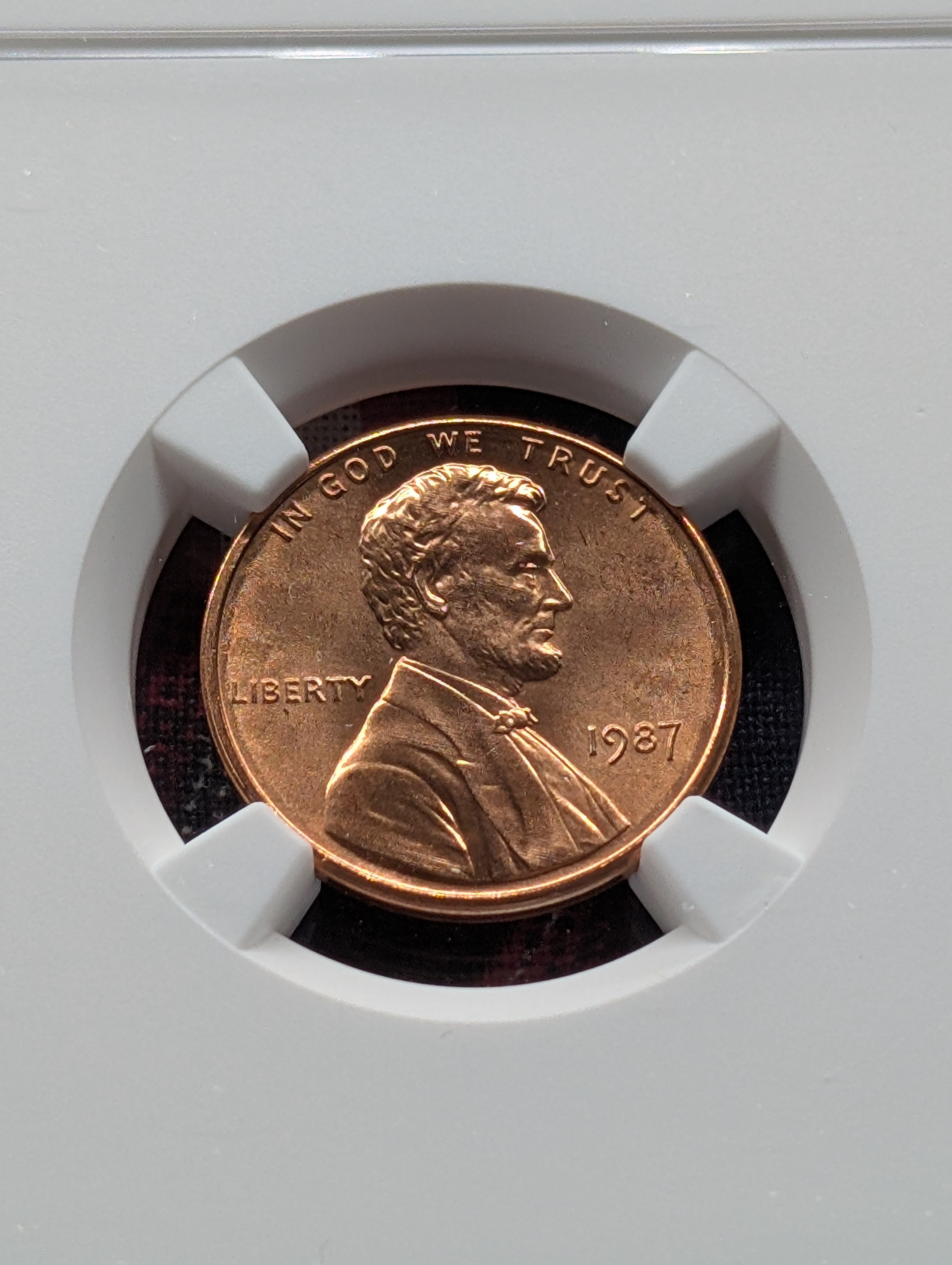 1987-P Lincoln Memorial Cent - NGC MS68 RD