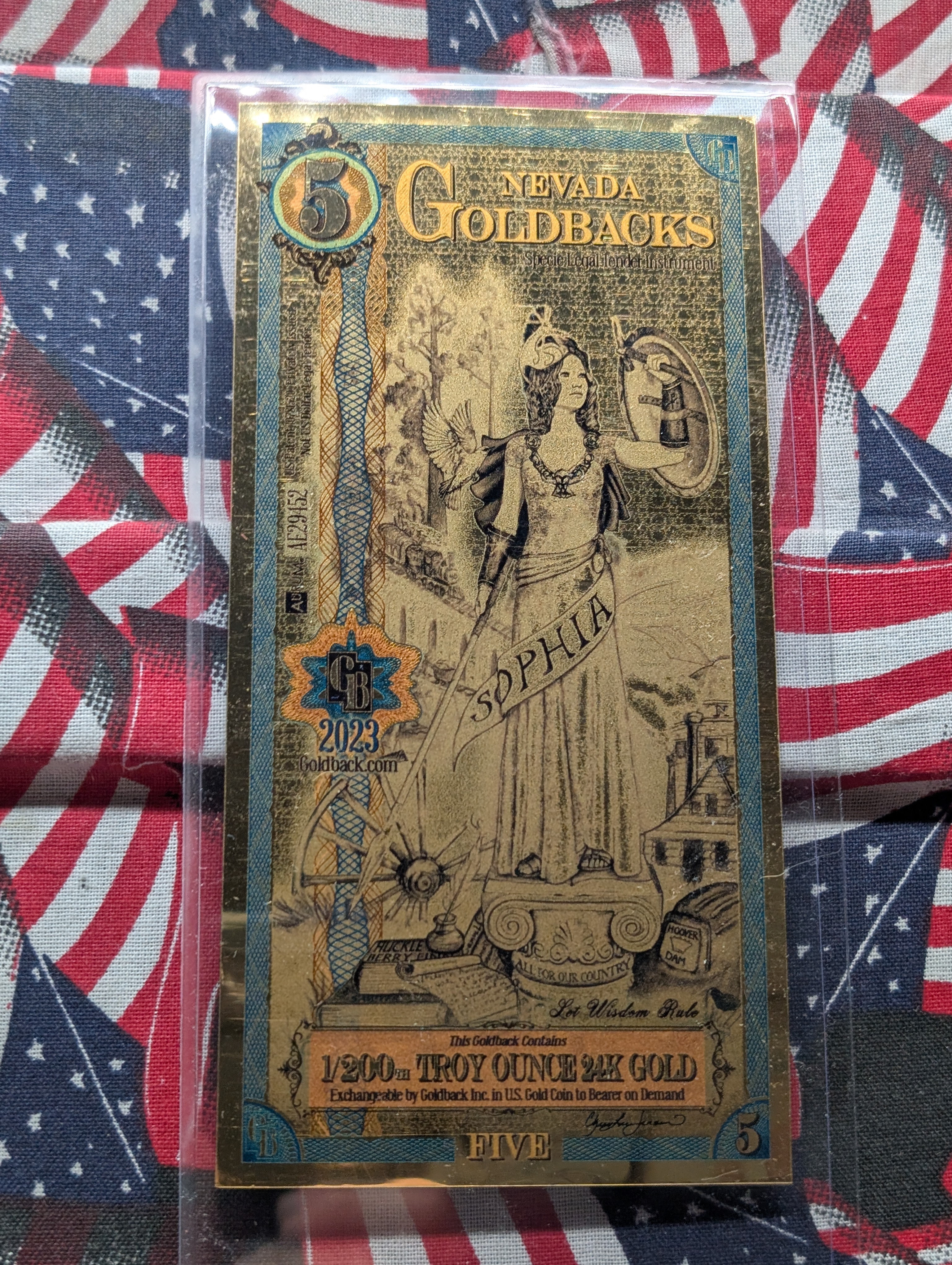 1/200th Troy Oz. 24k GOLD 2023 Nevada $5.00 Goldback