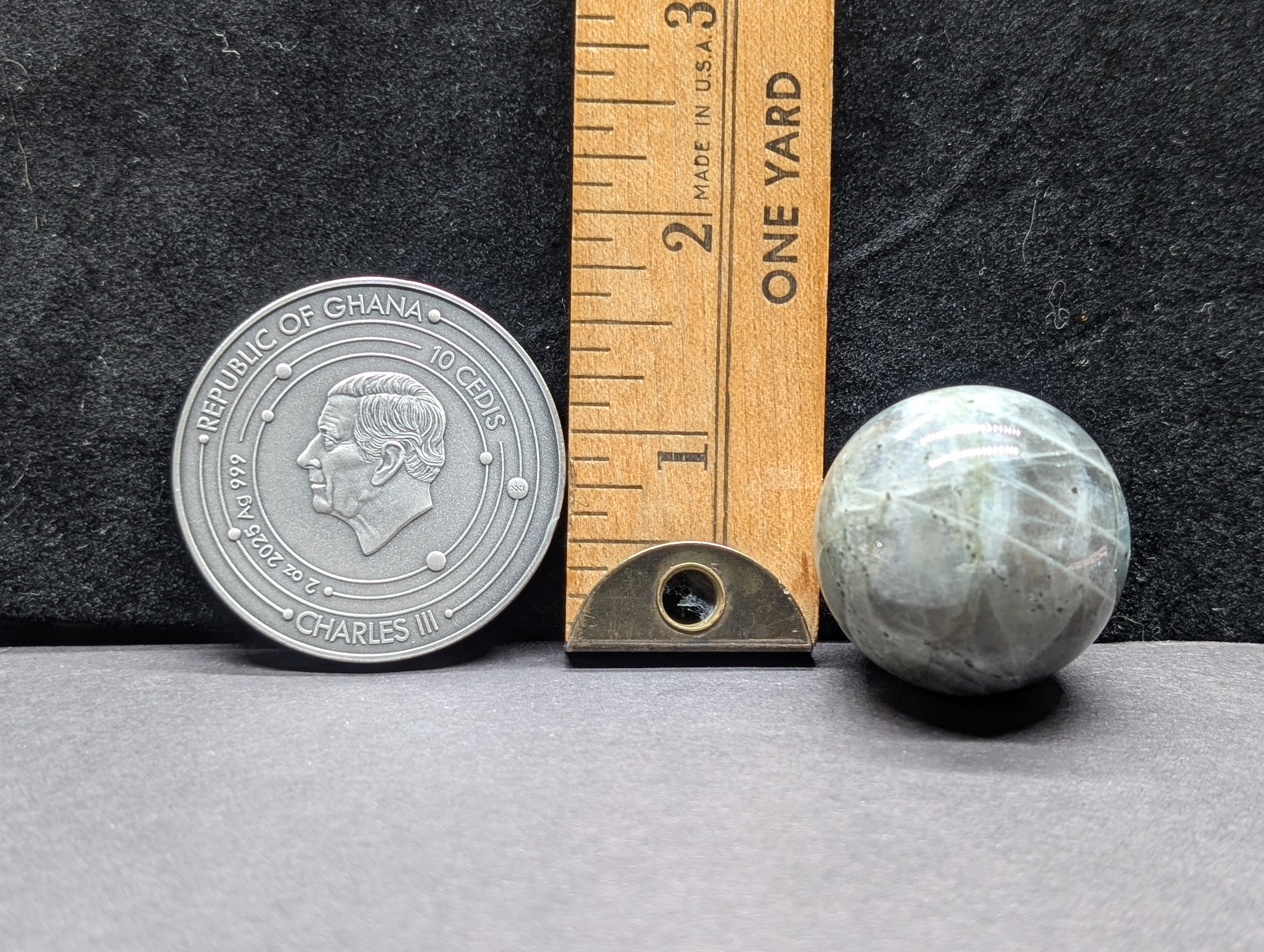 Limited Edition HIGH RELIEF Antique Finish Solar System 2 Oz. .999 FINE SILVER 2025 Republic of Ghana 10 Cedis Moon (Waxing Crescent) Coin i
