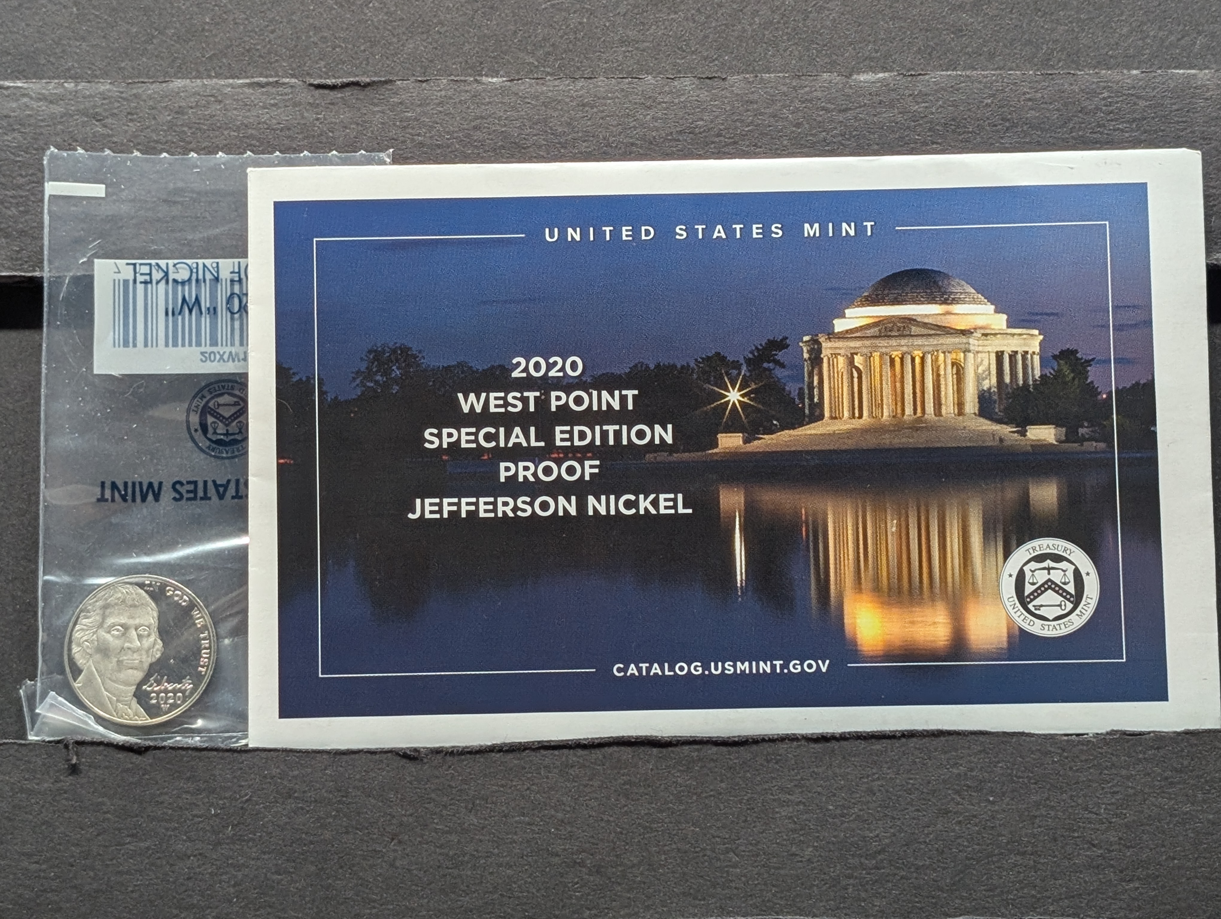 2020 West Point Special Edition Proof Jefferson Nickel in OGP w/ COA