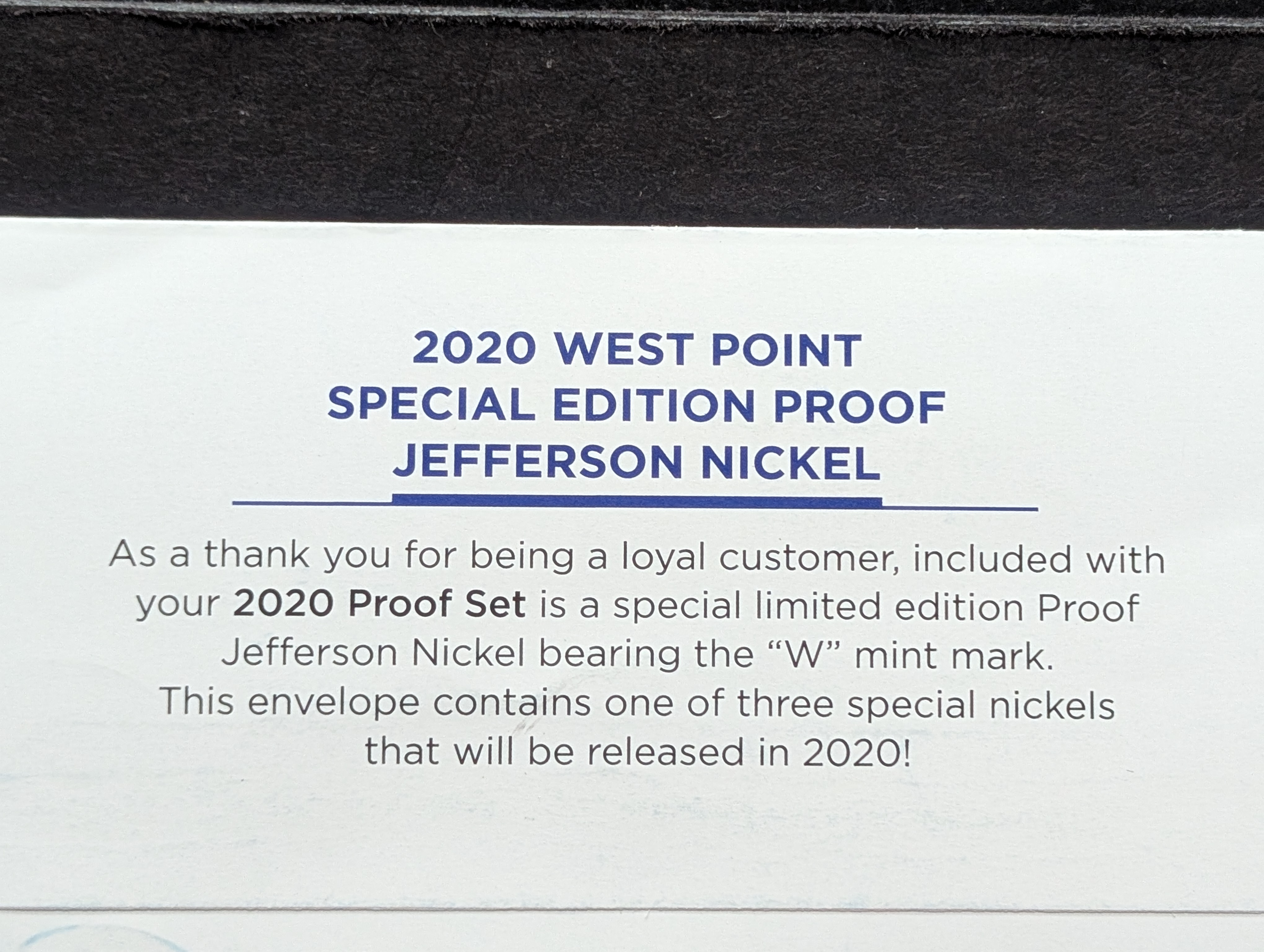 2020 West Point Special Edition Proof Jefferson Nickel in OGP w/ COA