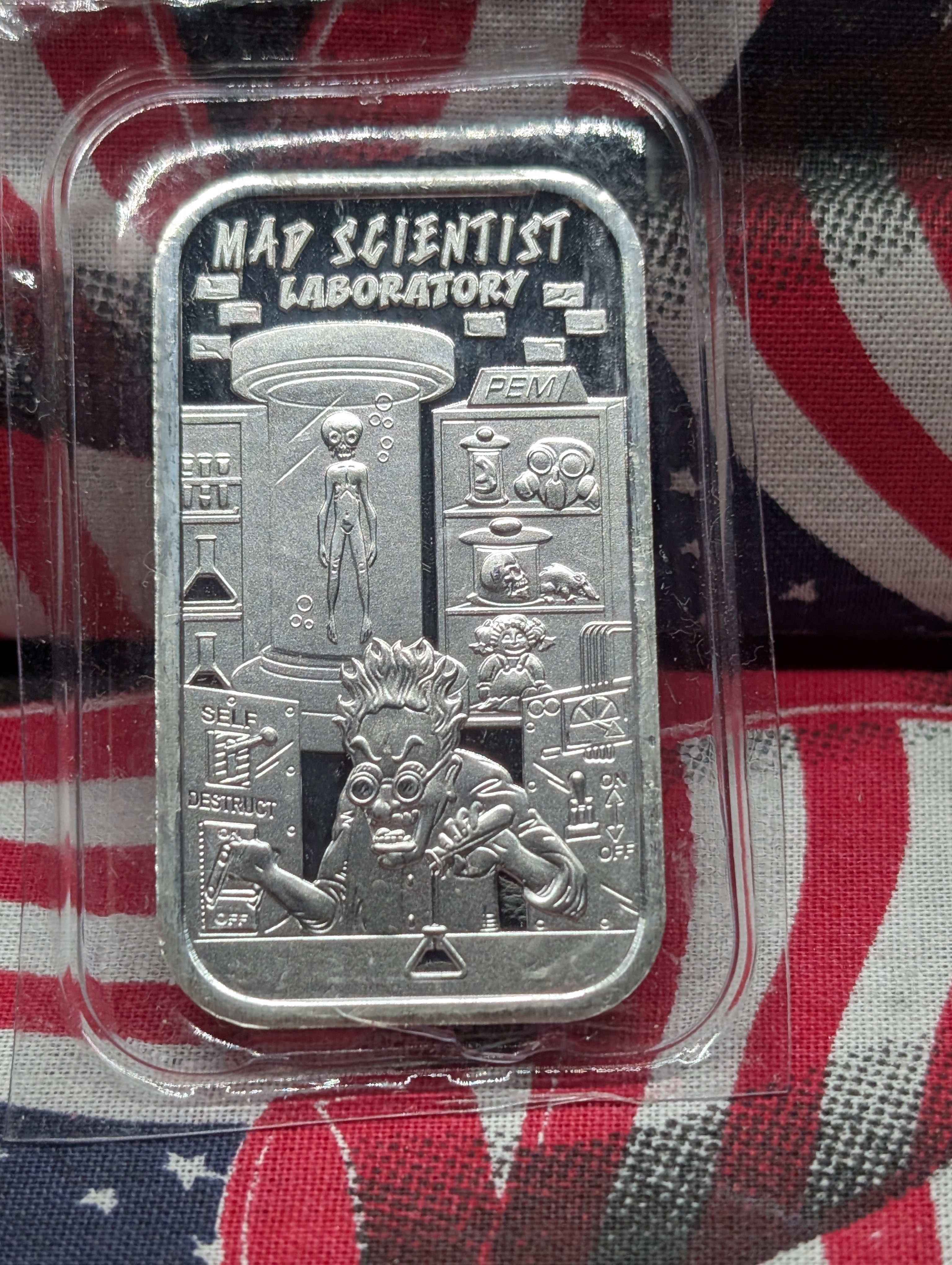 1 Oz. .999 FINE SILVER Mad Scientist Laboratory Designed Art Bar - Only 125 Made