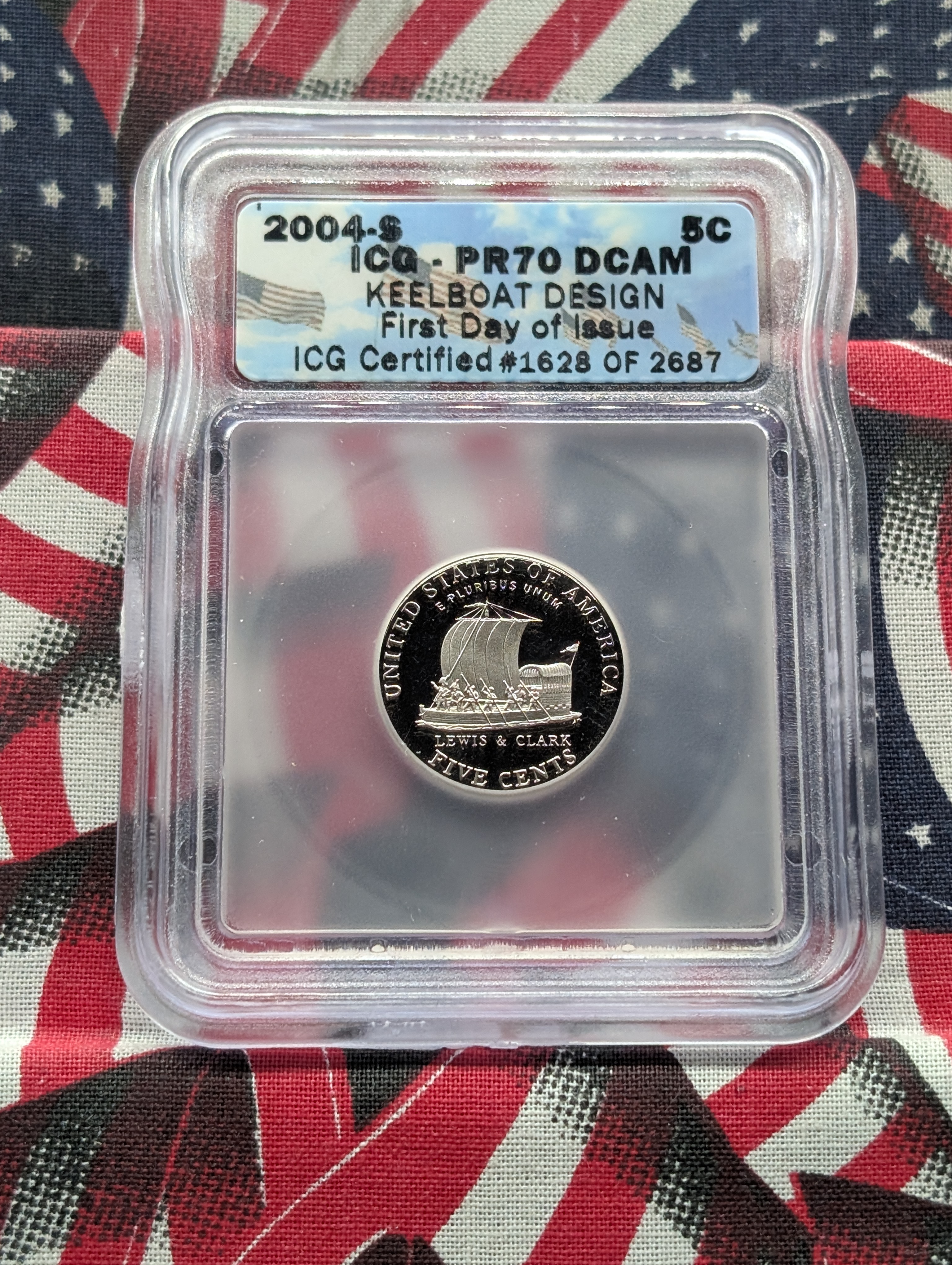 2004-S PROOF Jefferson Keelboat Nickel - ICG Cert, PR70 DCAM - First Day of Issue