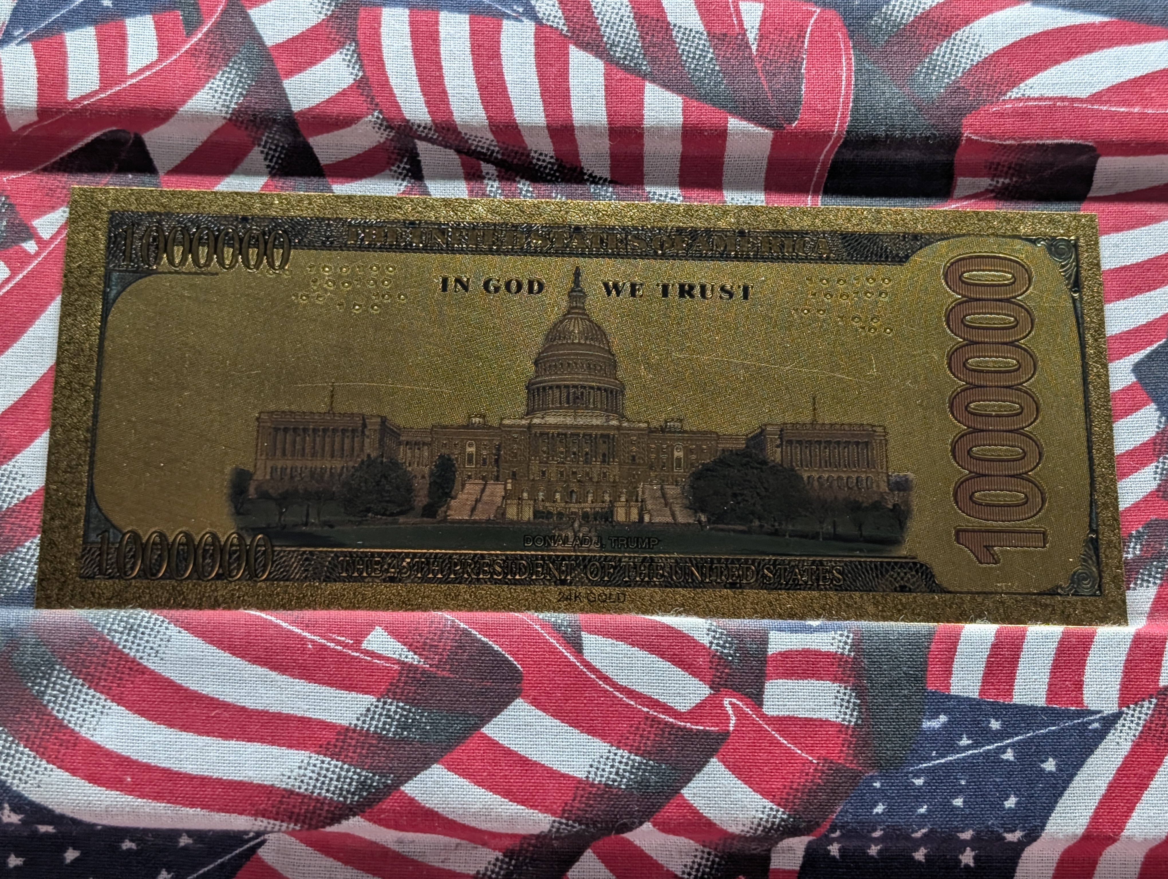 (2) Gold (LAYERED) $1,000,000 Donald Trump Fantasy Note
