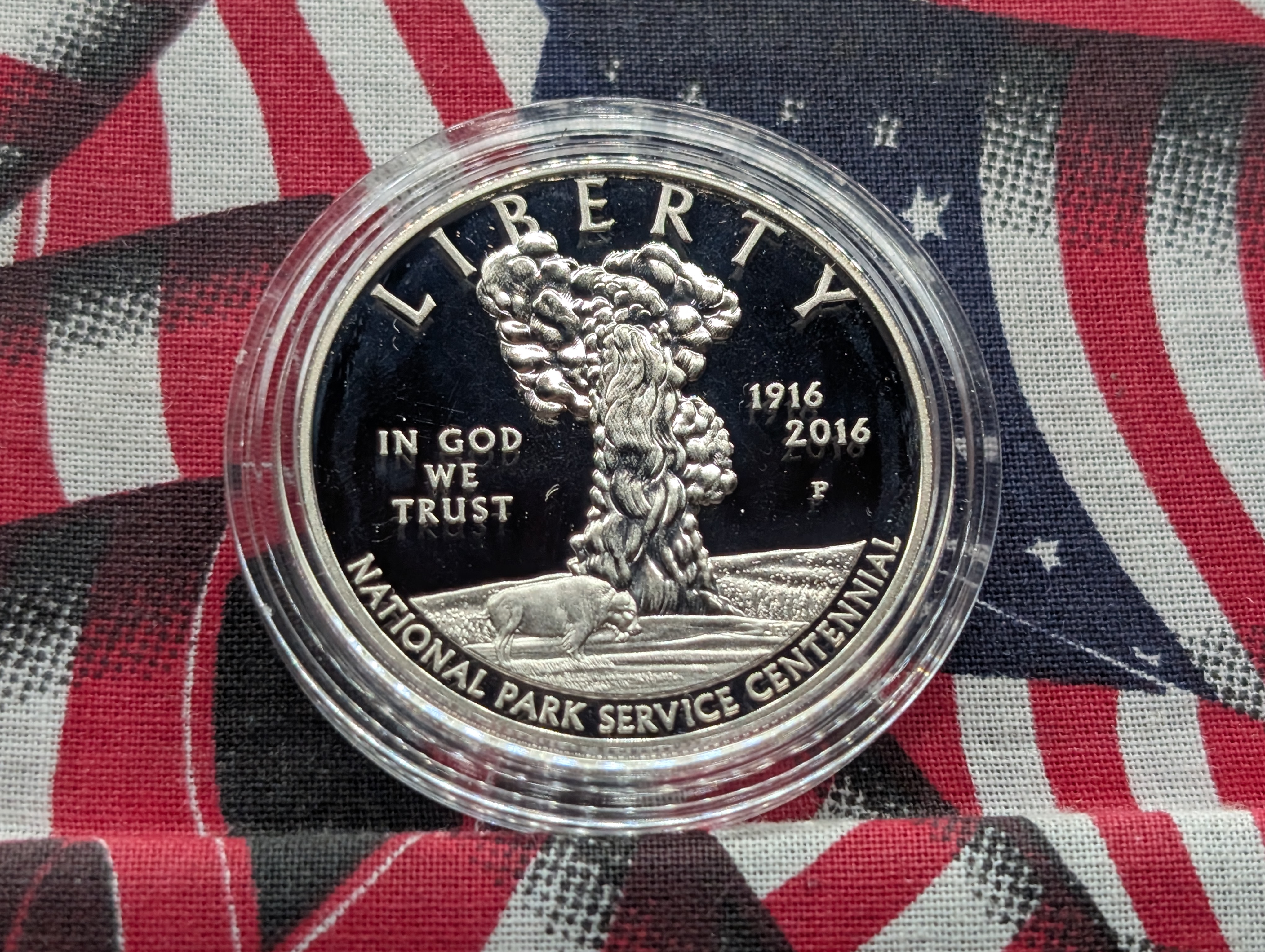 2016-P PROOF National Park Service Centennial Commemorative 90% Silver Dollar in Government Capsule