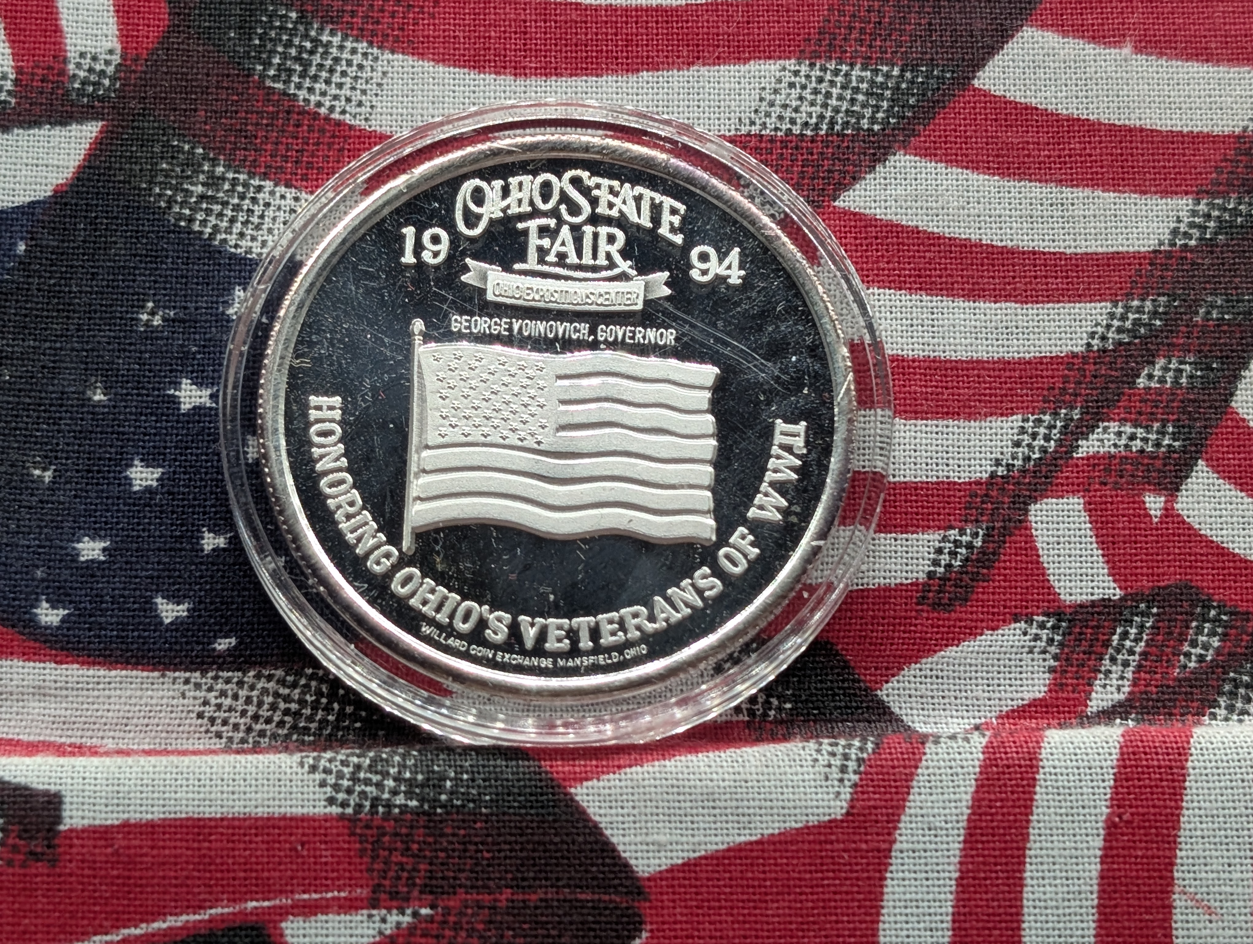 1 Troy Oz. .999 FINE SILVER 1994 Ohio State Fair - Smokey The Bear Designed Round in Capsule
