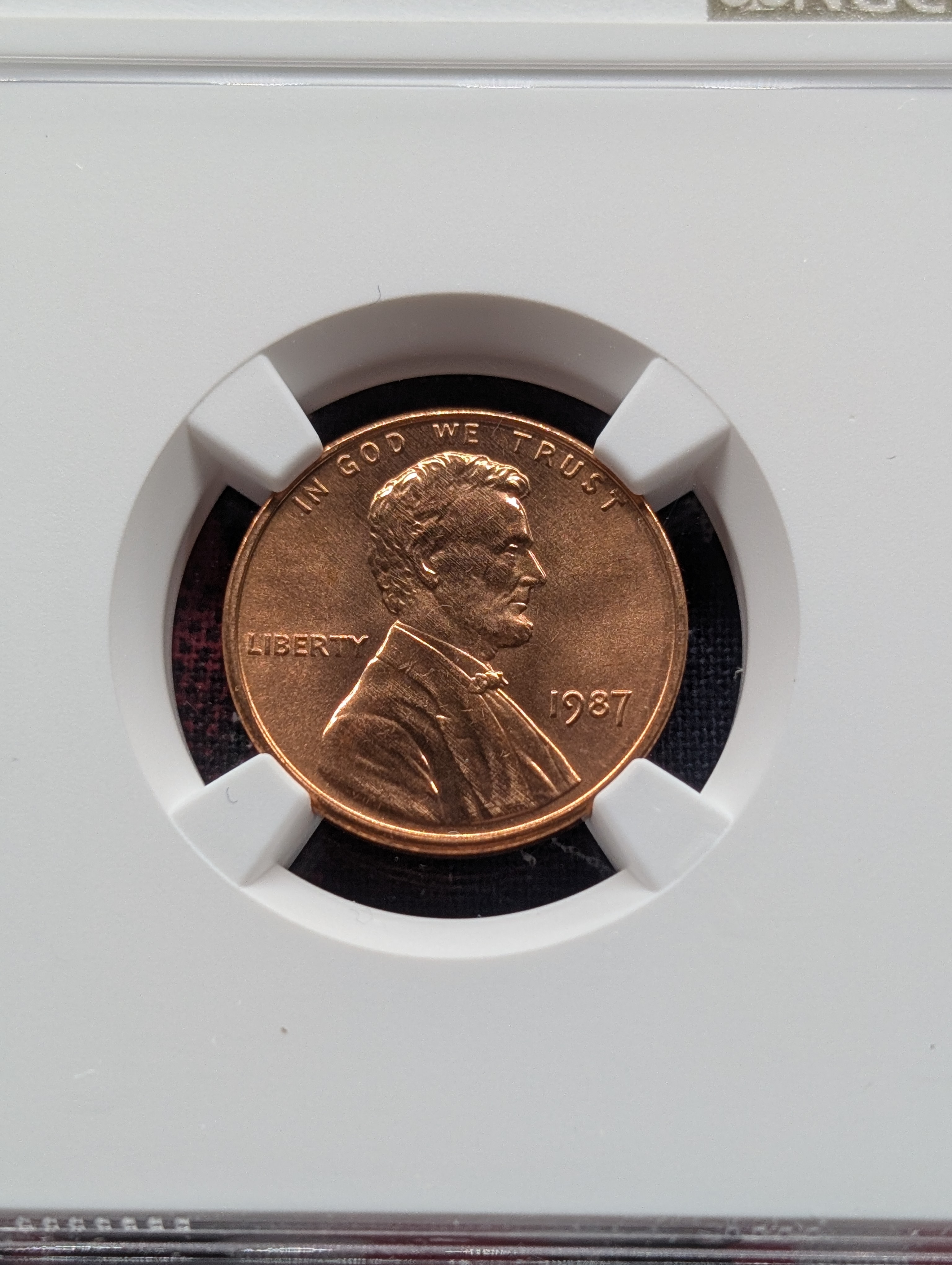 1987-P Lincoln Memorial Cent - NGC MS68 RD