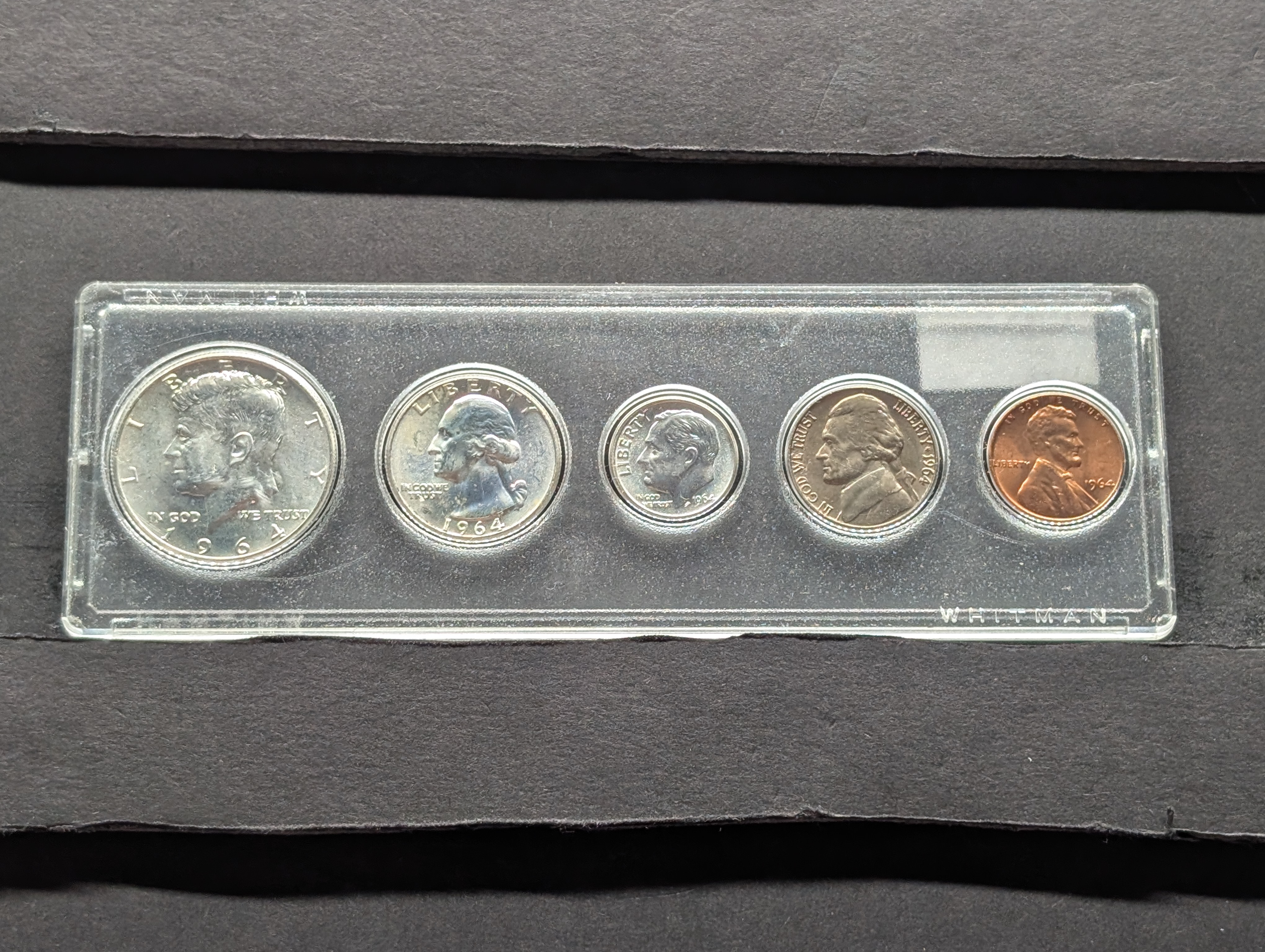 1964 Year Coin Set in Whitman Case - Includes (3) 90% Silver Coins