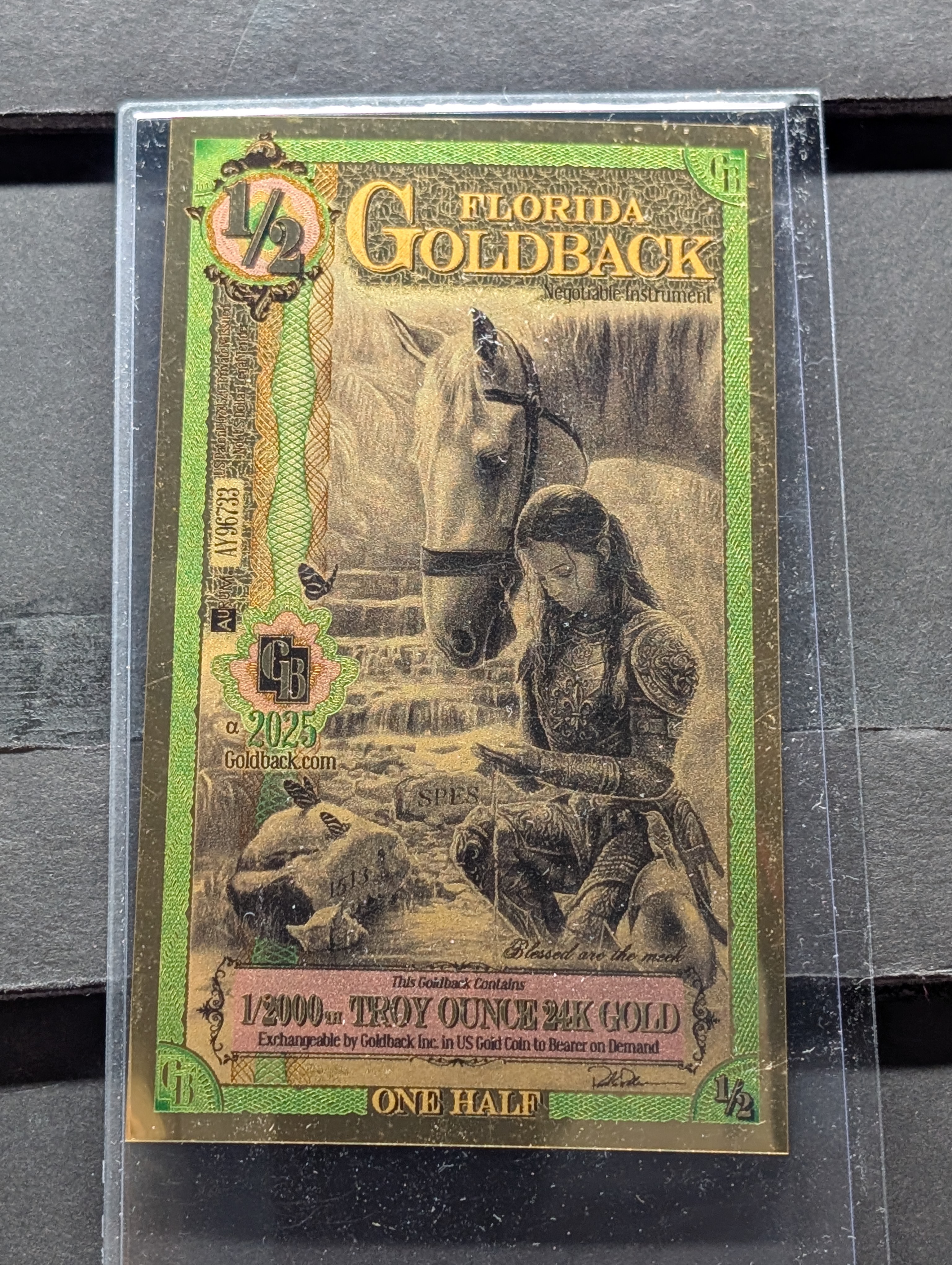 1/2000th Troy Oz. 24k GOLD 2025 Florida 1/2 Dollar Goldback