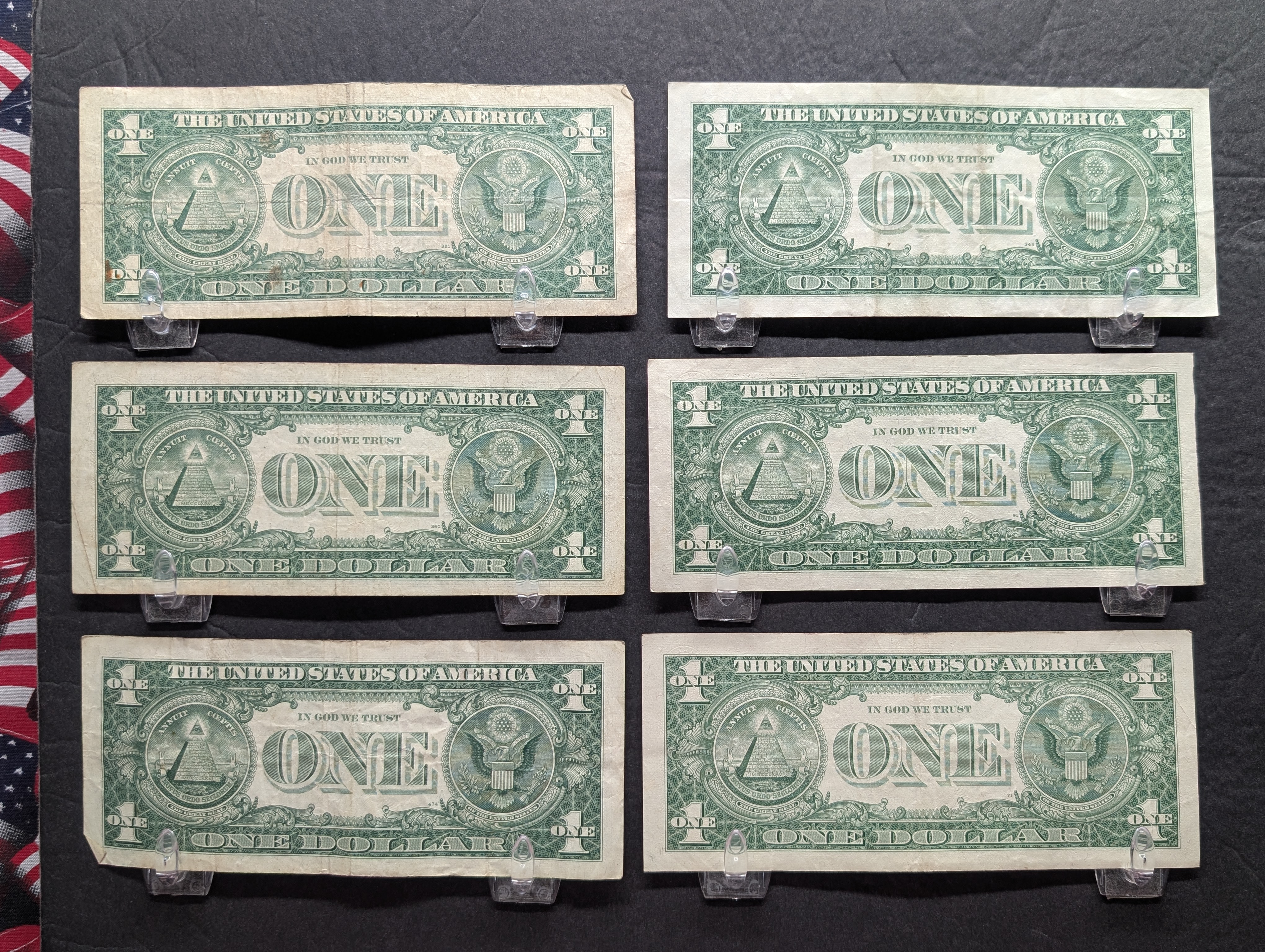 (3) 1957, (1) 57-A, (2) 57-B Series $1.00 Silver Certificates - Including Star Note