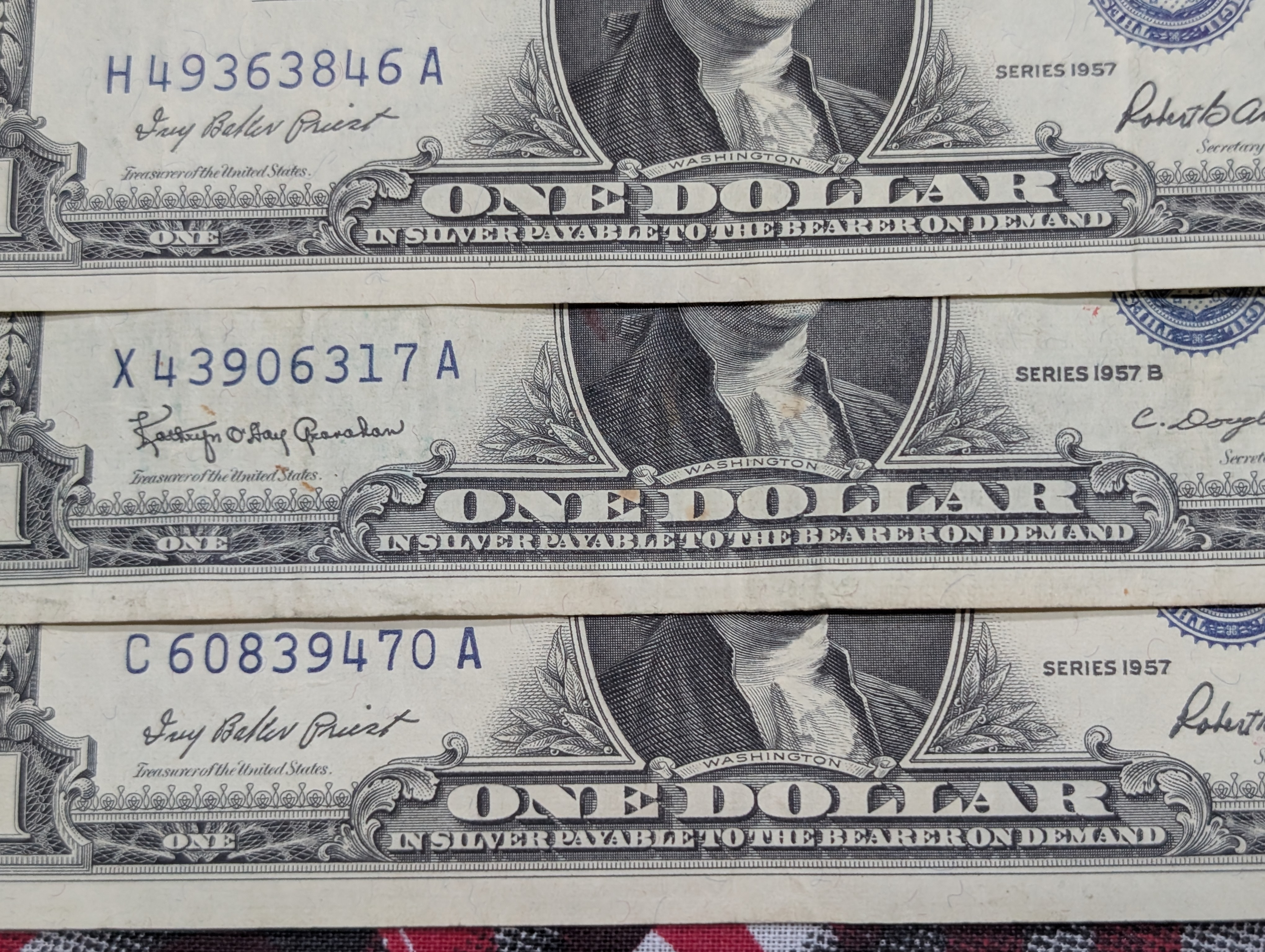 (3) 1957, (1) 57-A, (2) 57-B Series $1.00 Silver Certificates - Including Star Note