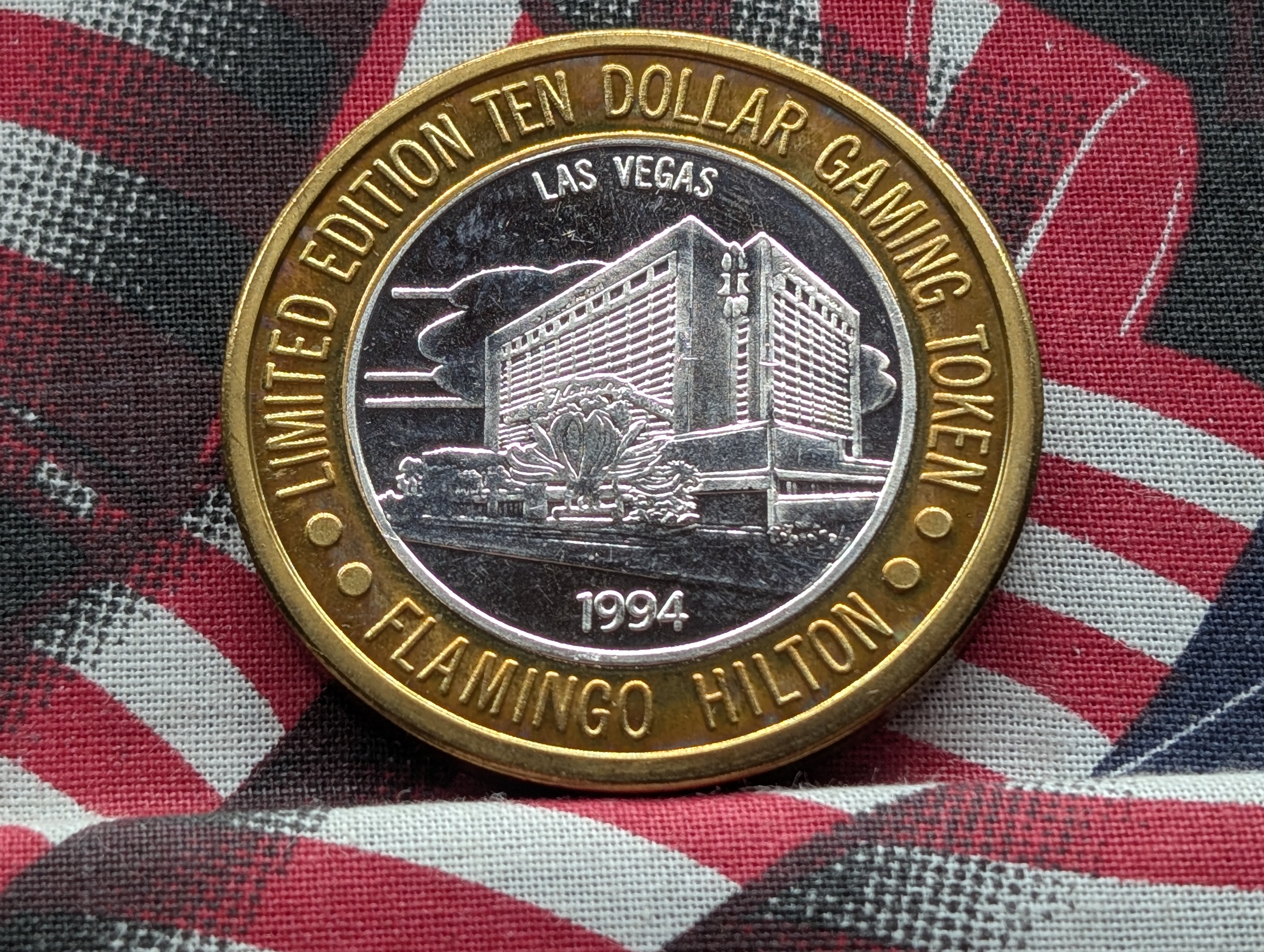 Limited Edition .999 FINE SILVER (Center) Flamingo Hilton Casino $10 Gaming Token
