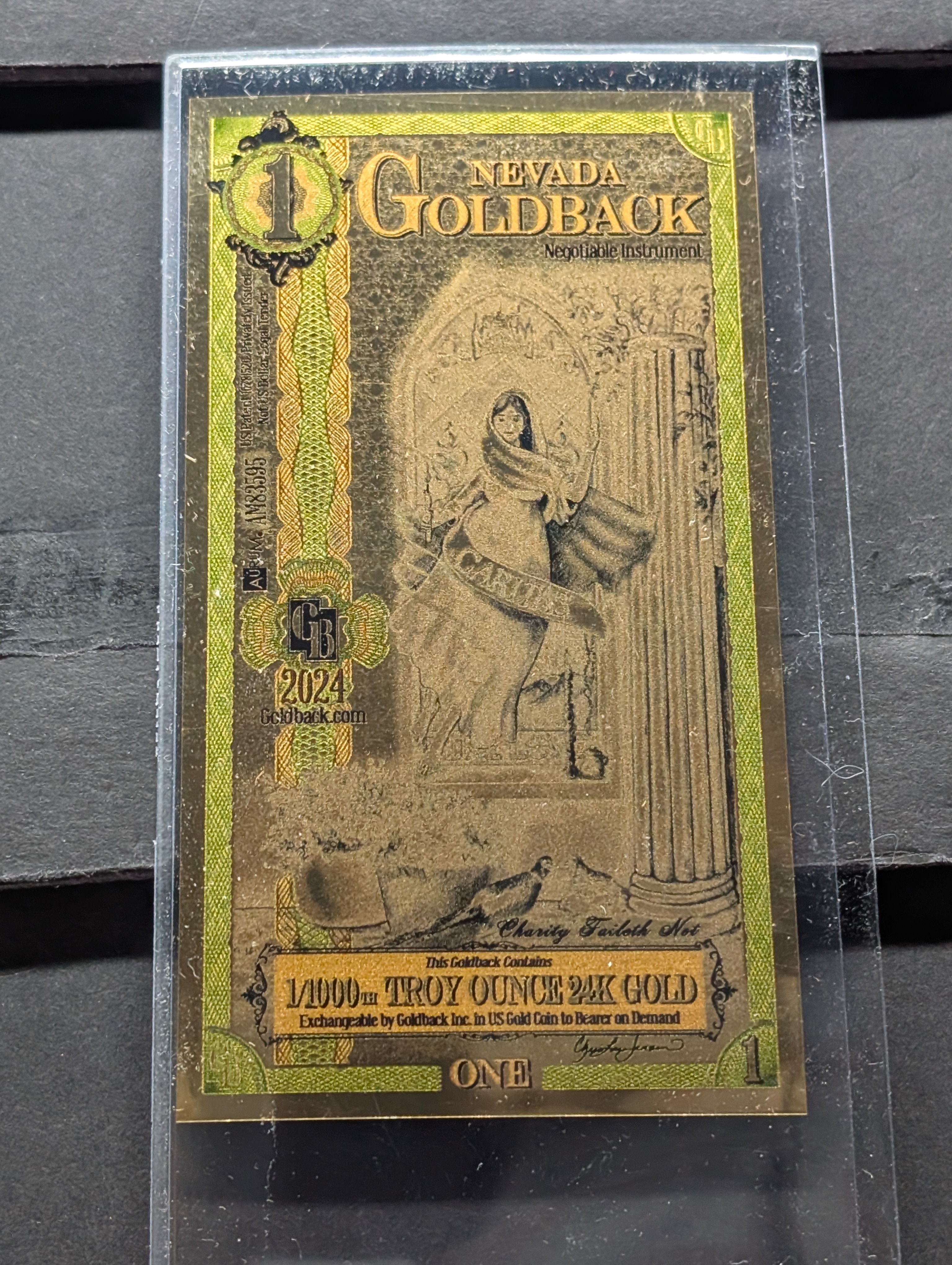 1/1000th Troy Oz. 24k GOLD 2024 Nevada $1.00 Goldback