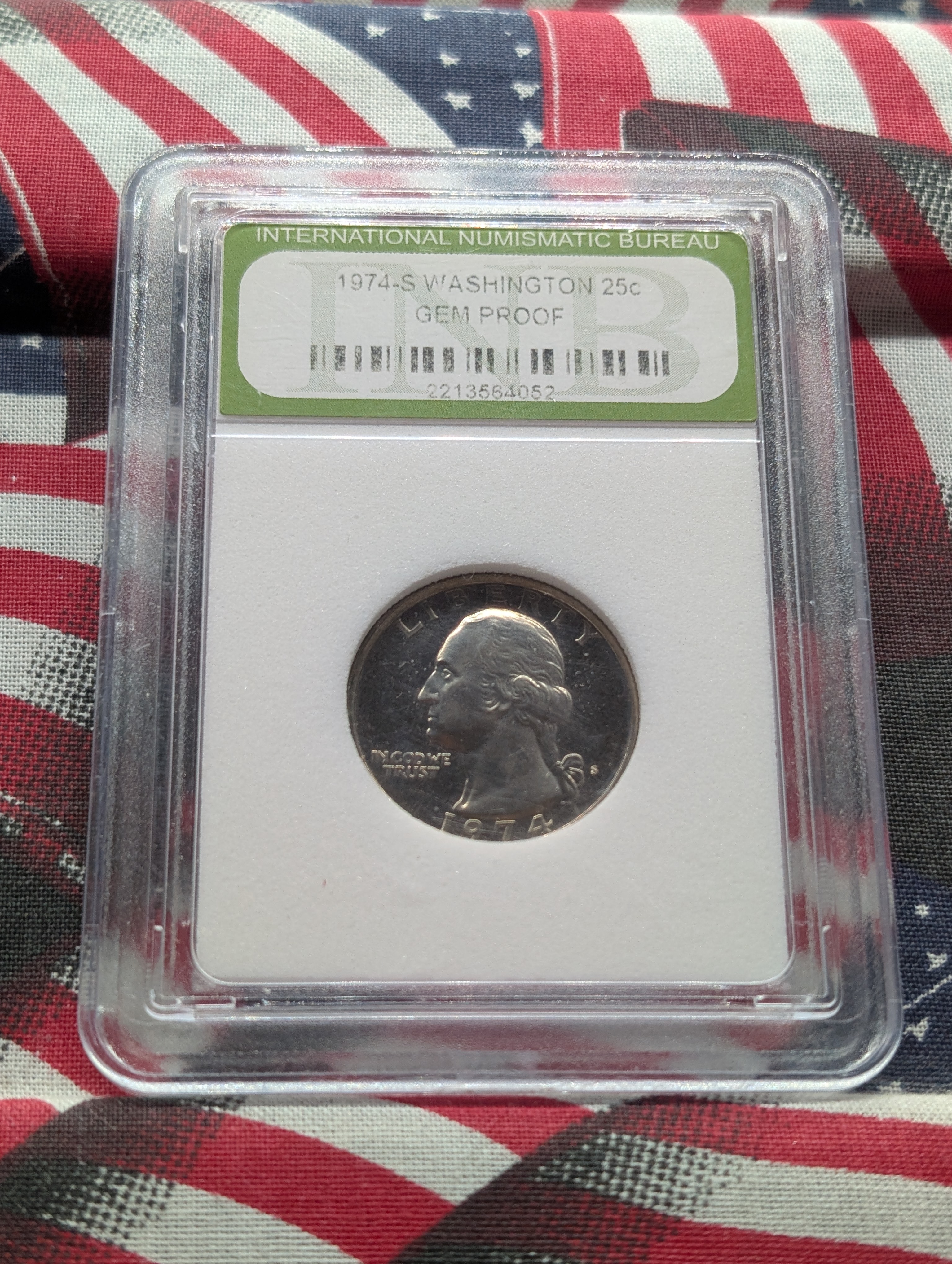 1974-S Washington Quarter - Slabbed International Numismatic Bureau - GEM PROOF