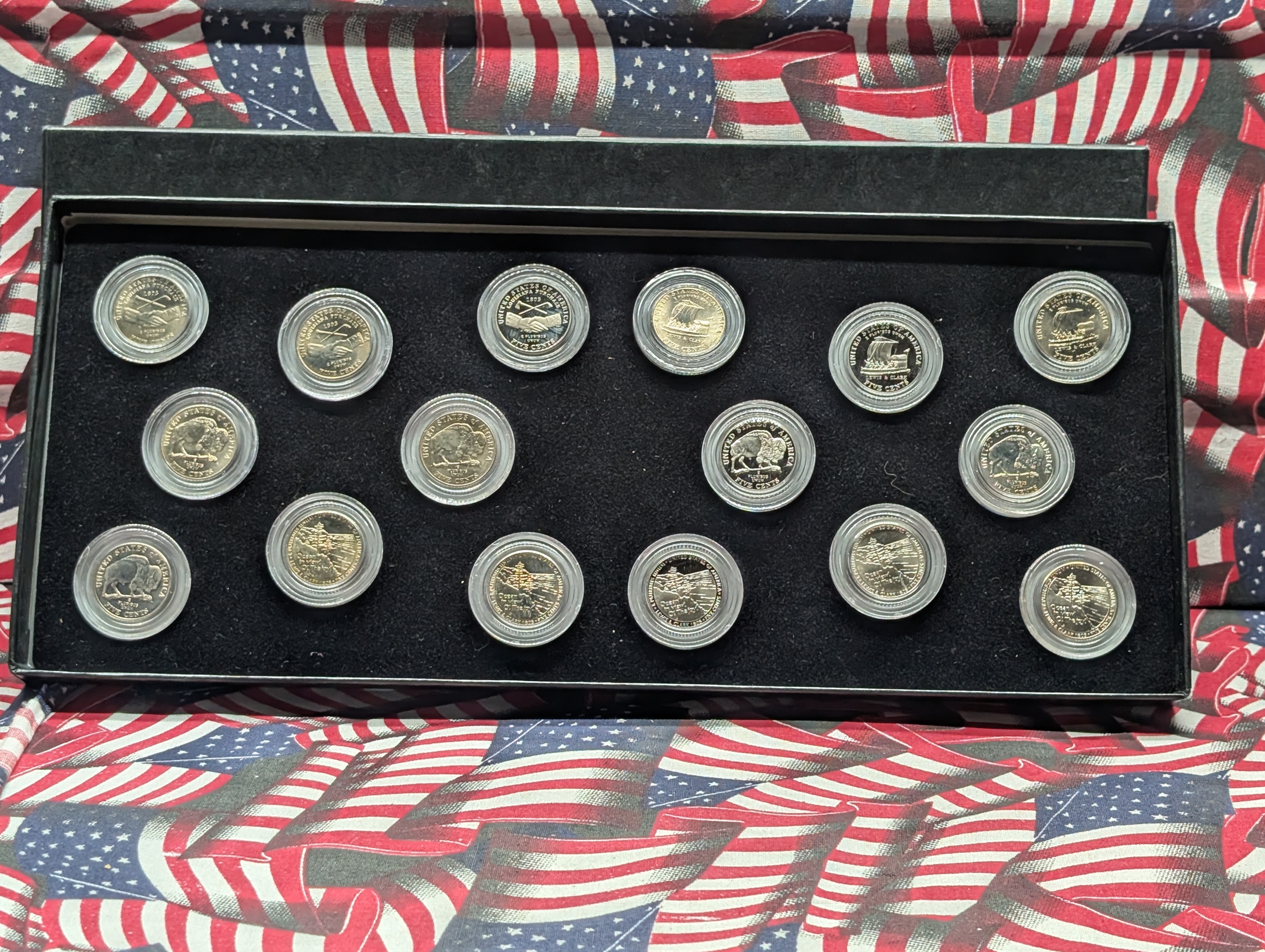 PROOF & UNC Collection of Westward Journey Jefferson Nickels in Display Box