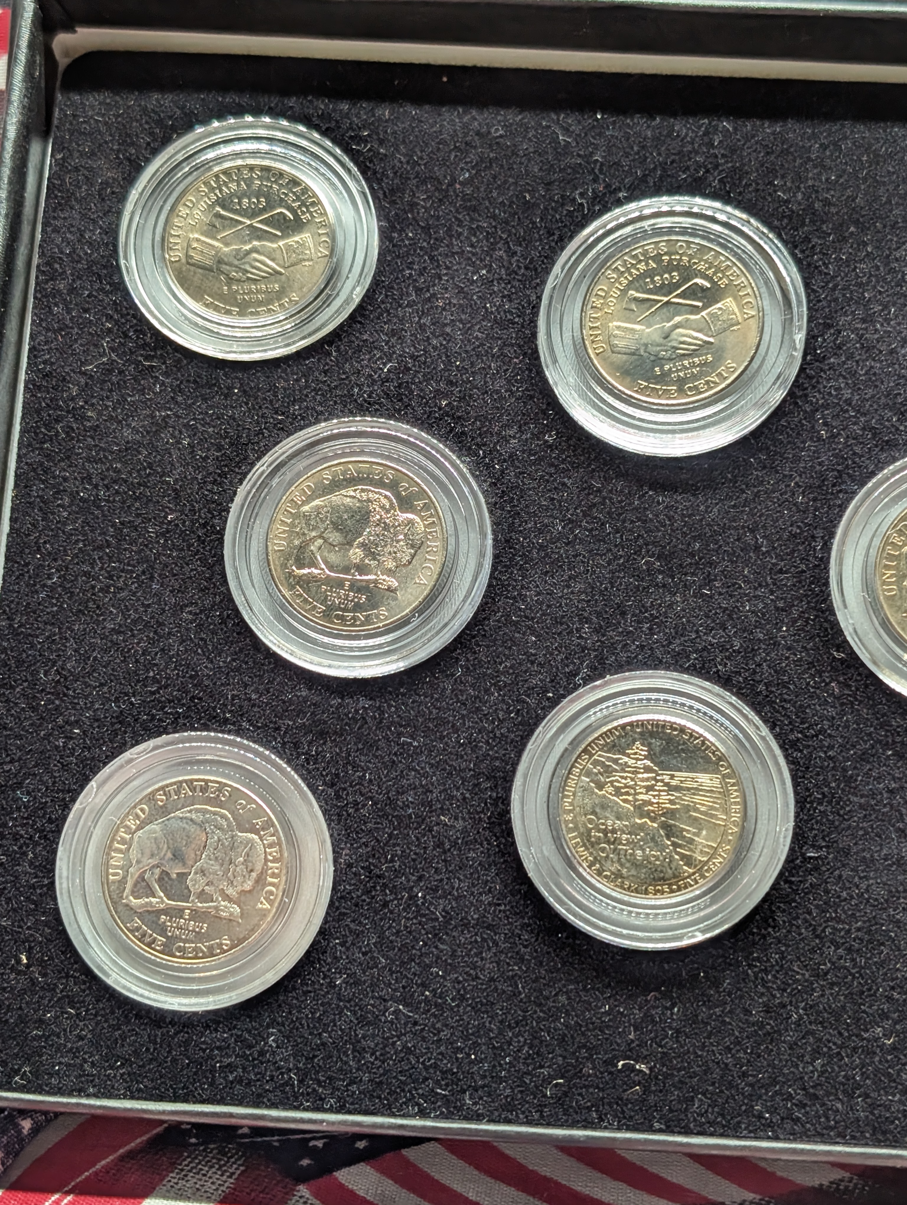 PROOF & UNC Collection of Westward Journey Jefferson Nickels in Display Box