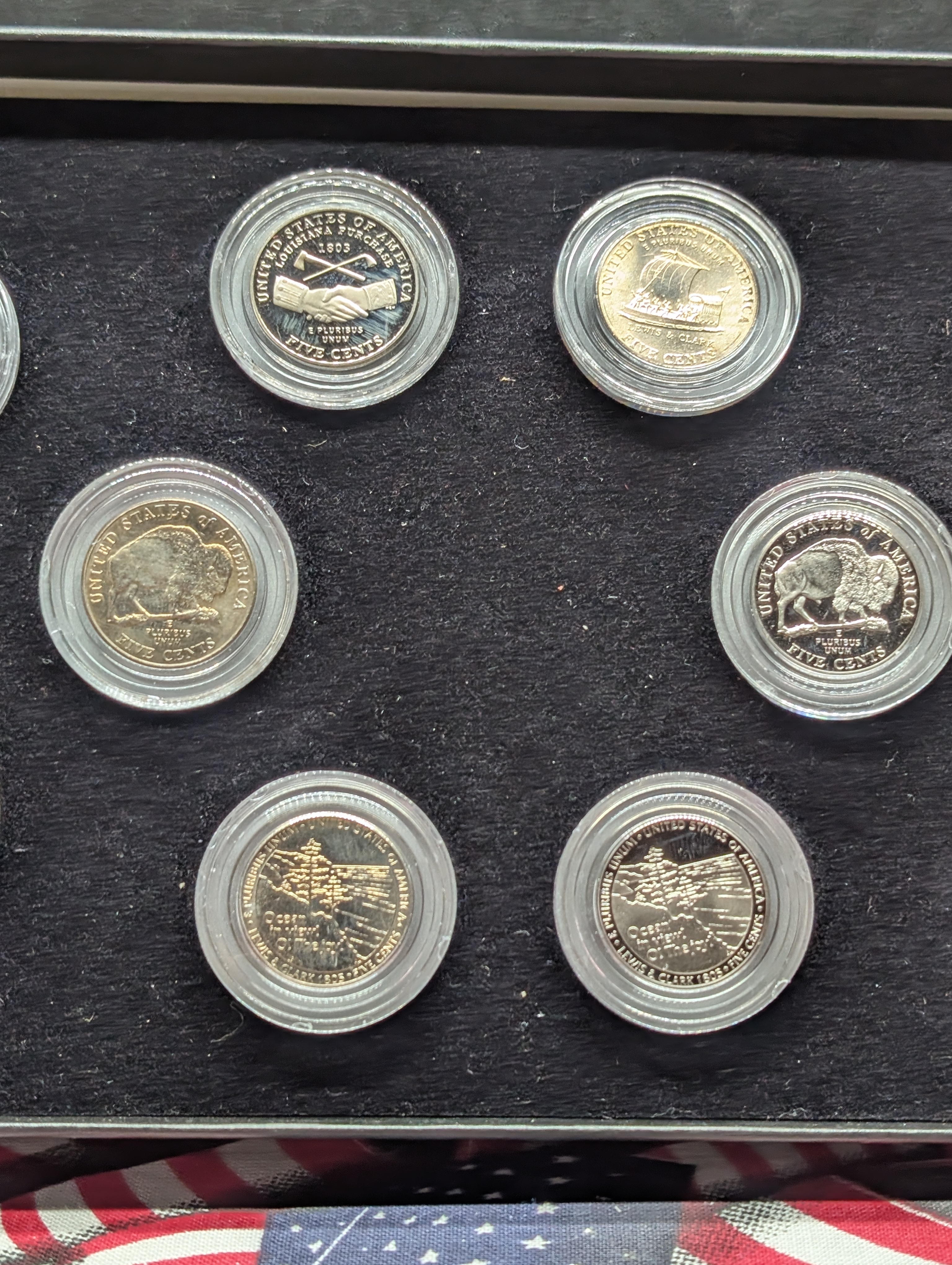 PROOF & UNC Collection of Westward Journey Jefferson Nickels in Display Box