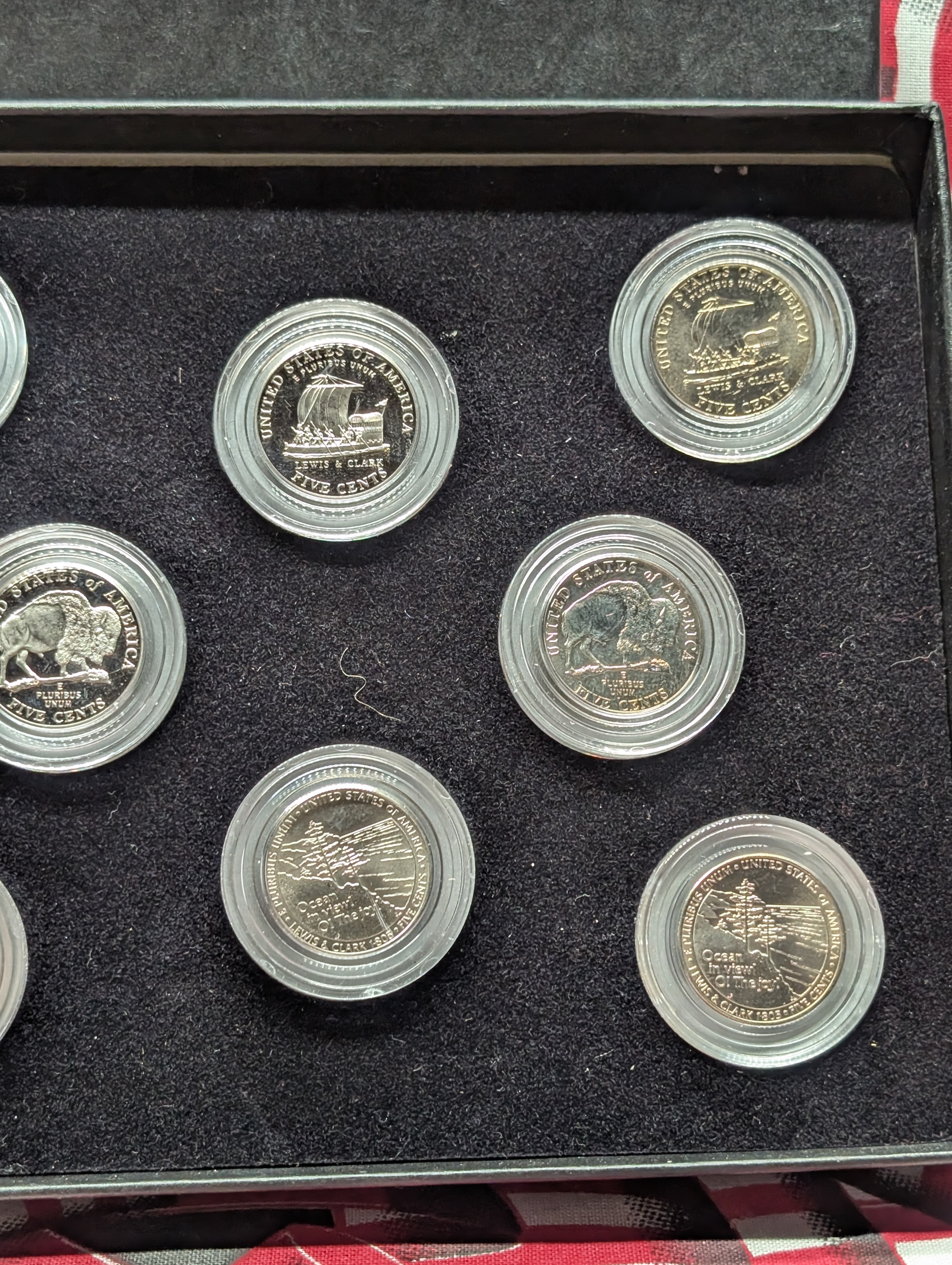 PROOF & UNC Collection of Westward Journey Jefferson Nickels in Display Box