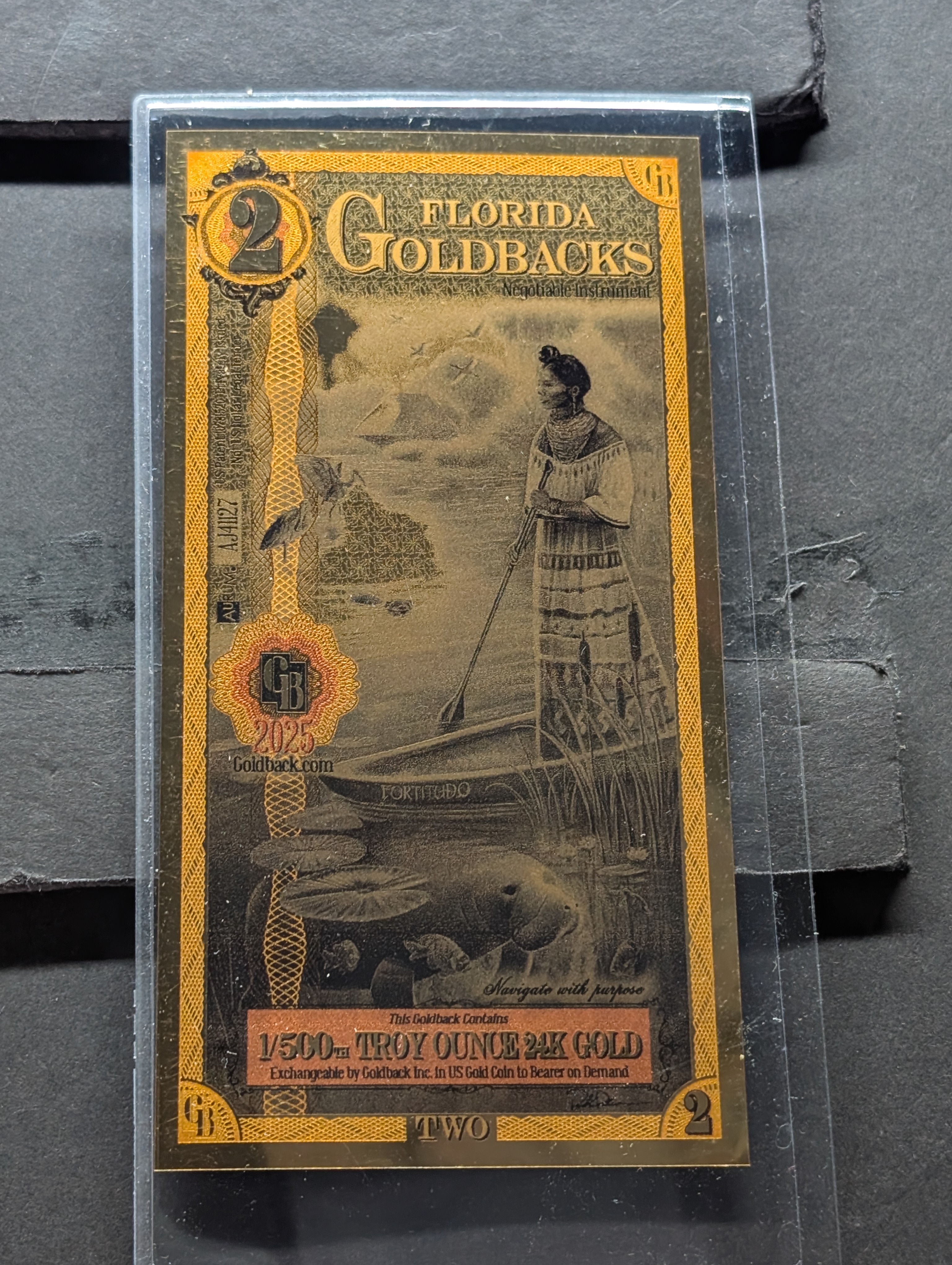 1/500th Troy Oz. 24k GOLD 2025 Florida $2.00 Goldback