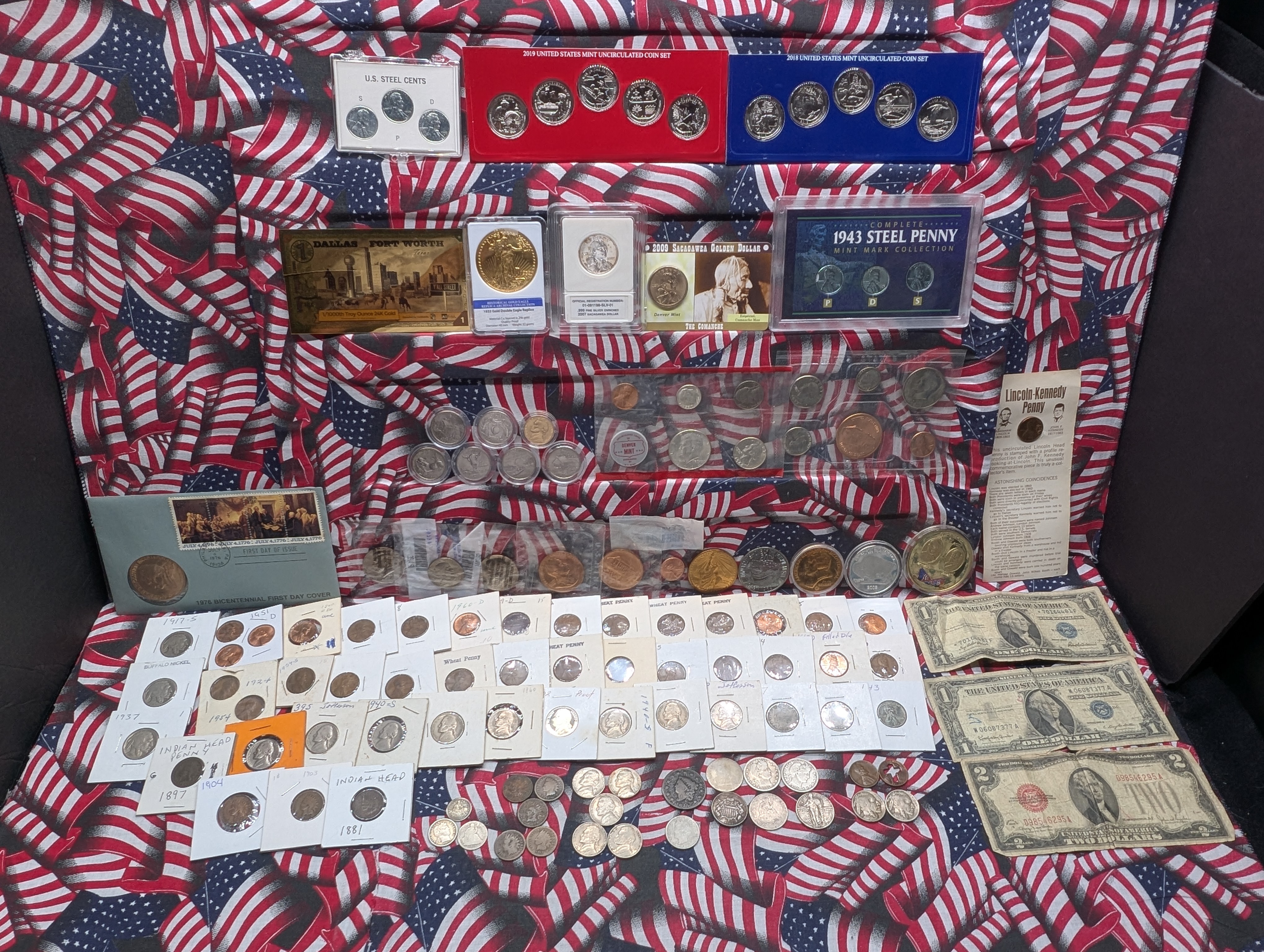 HUGE!! Collection of Various Vintage & Modern U.S. Coin, Currency & Tokens - Includes 1/1000th Oz. 24k GOLD Texas Goldback