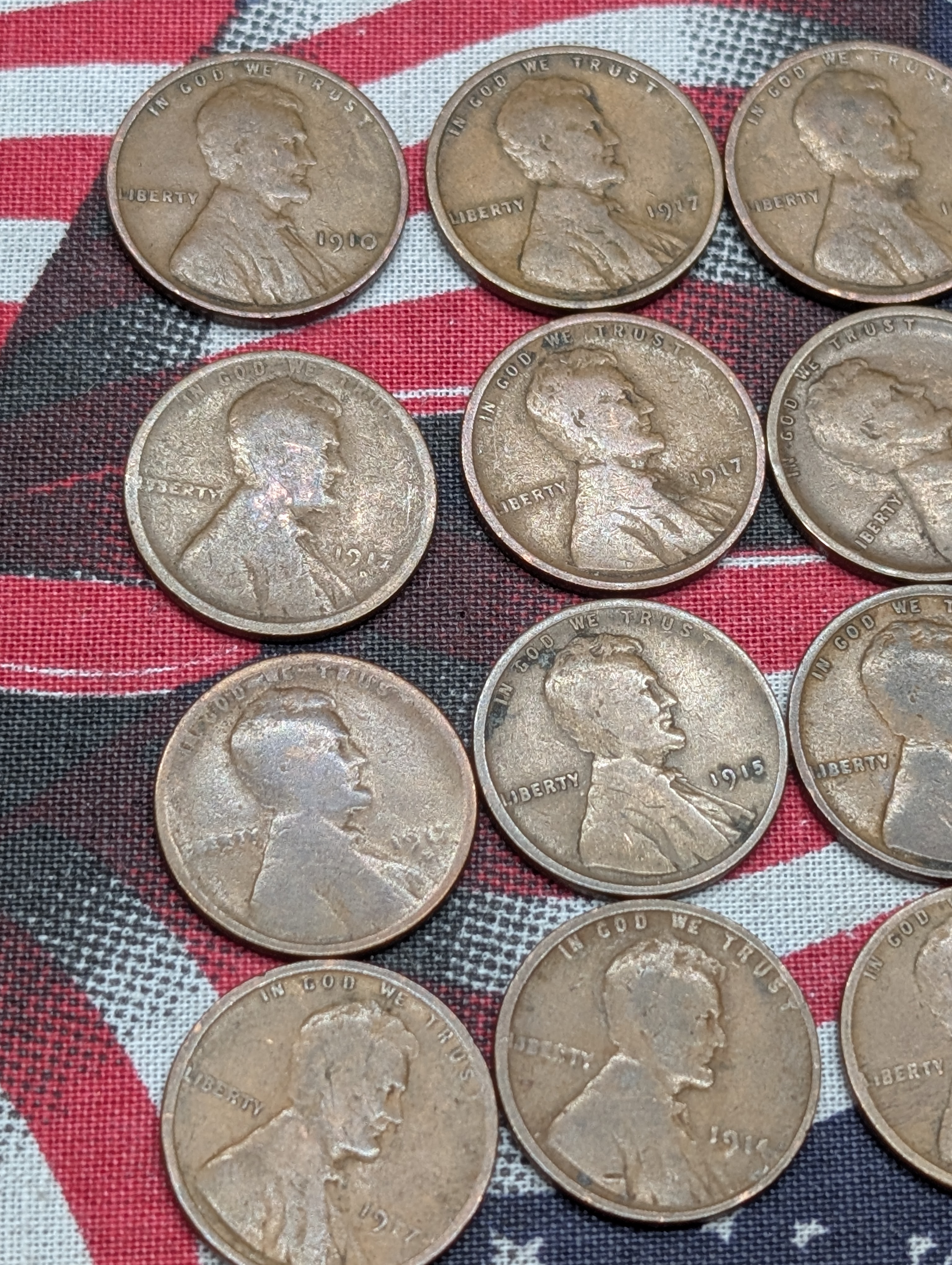 (20) Various 1910's & Teens Lincoln Wheat Cents