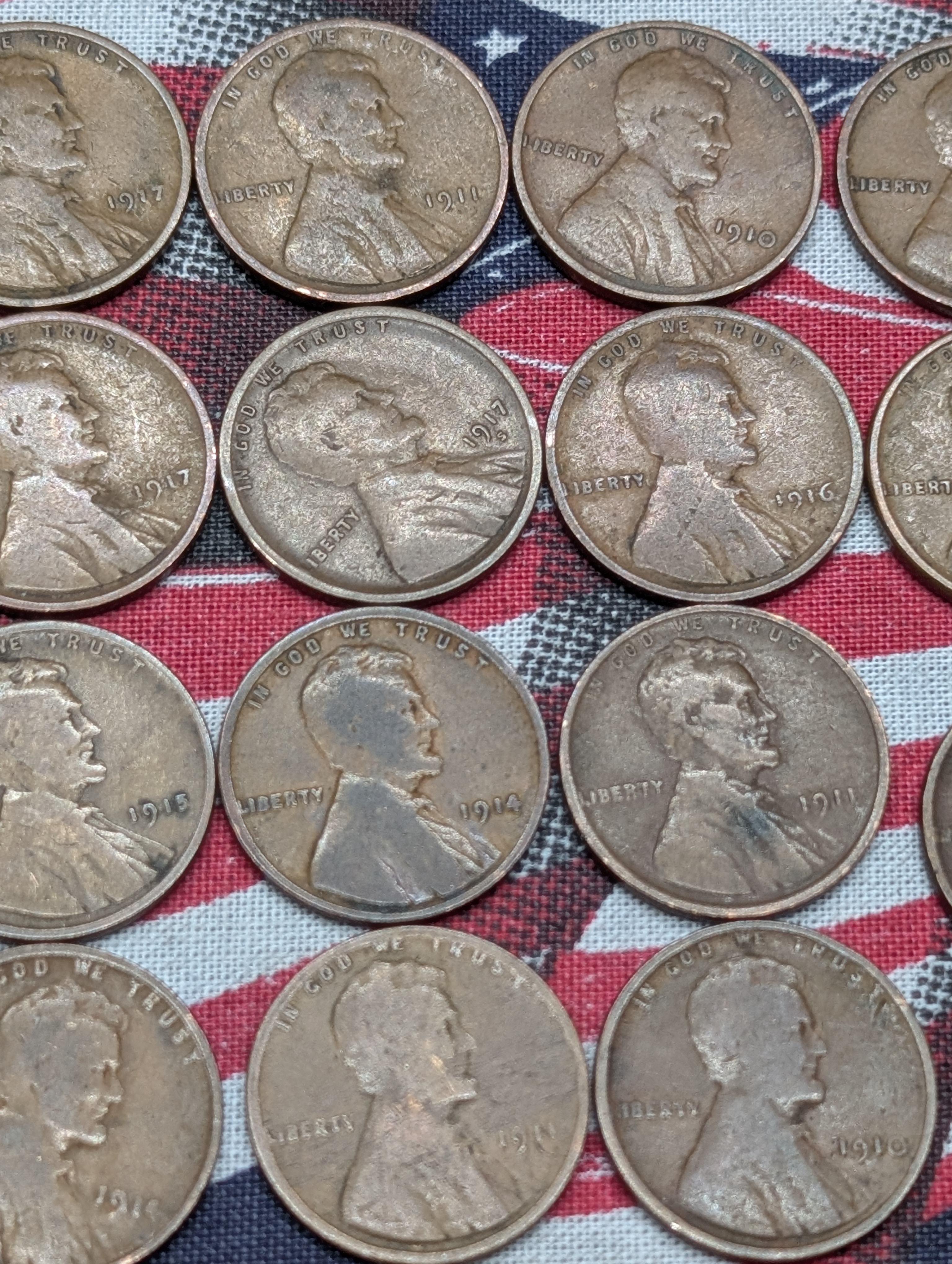 (20) Various 1910's & Teens Lincoln Wheat Cents