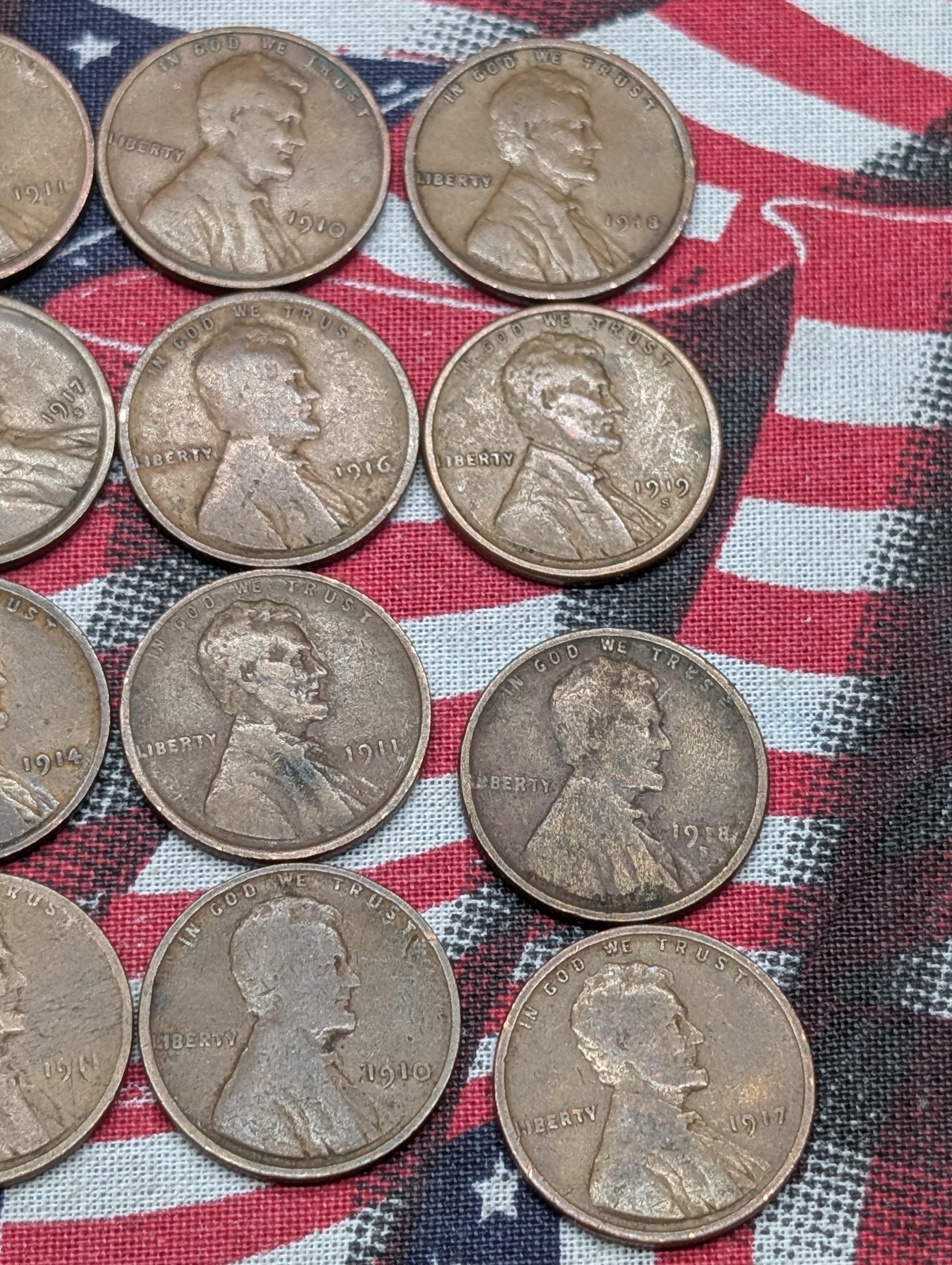 (20) Various 1910's & Teens Lincoln Wheat Cents