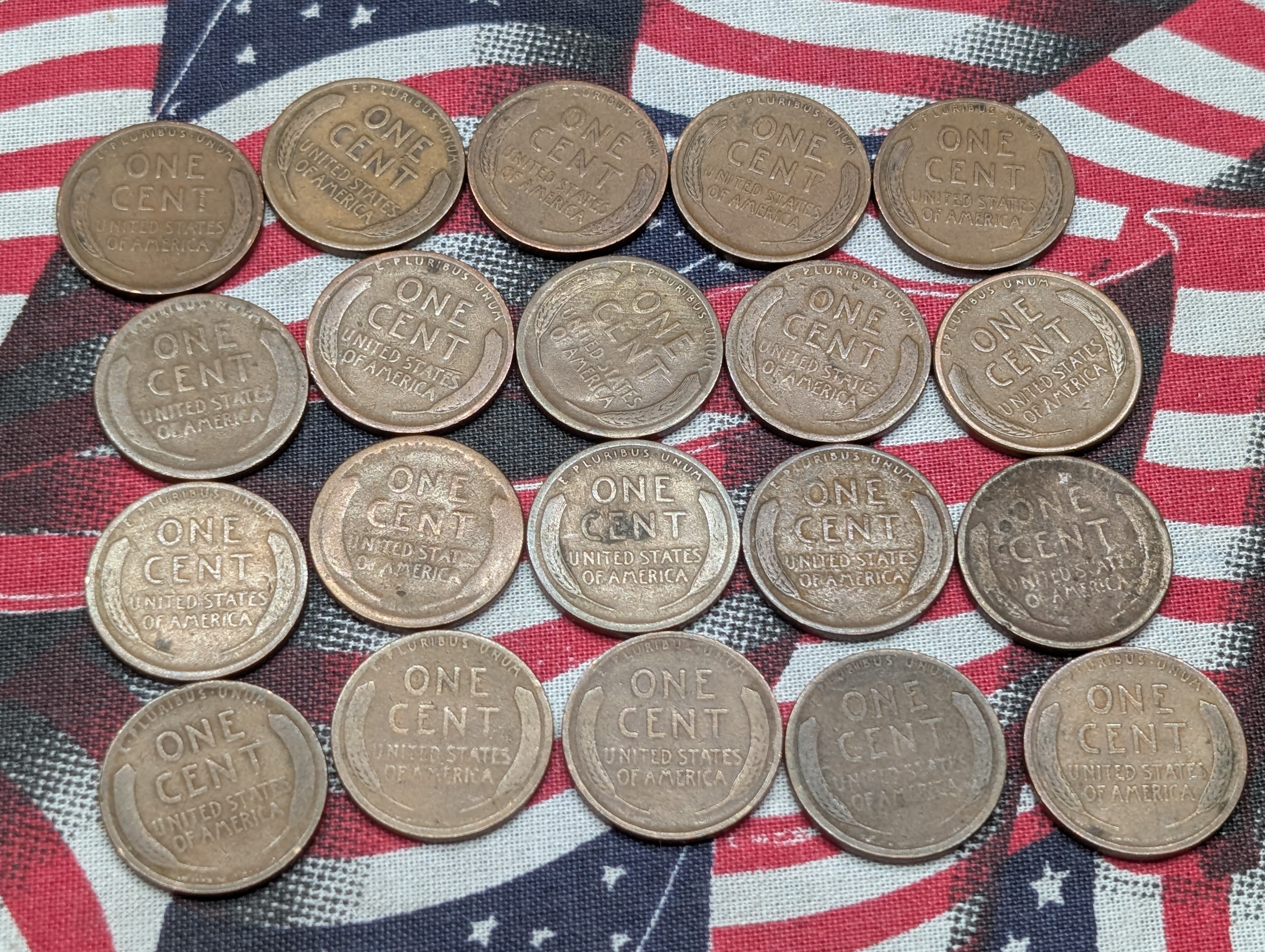 (20) Various 1910's & Teens Lincoln Wheat Cents