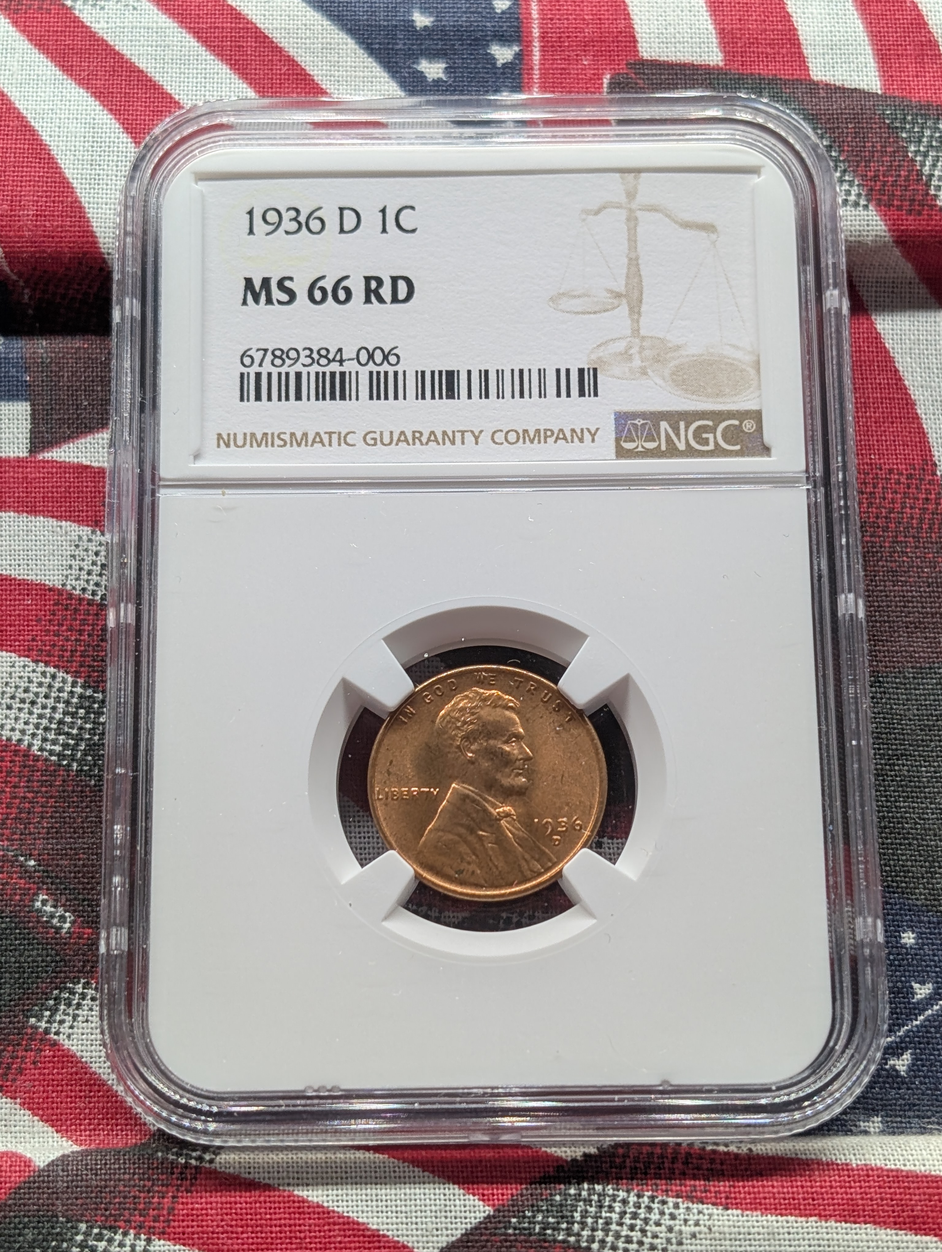 1936-D Lincoln Wheat Cent - NGC MS66 RD