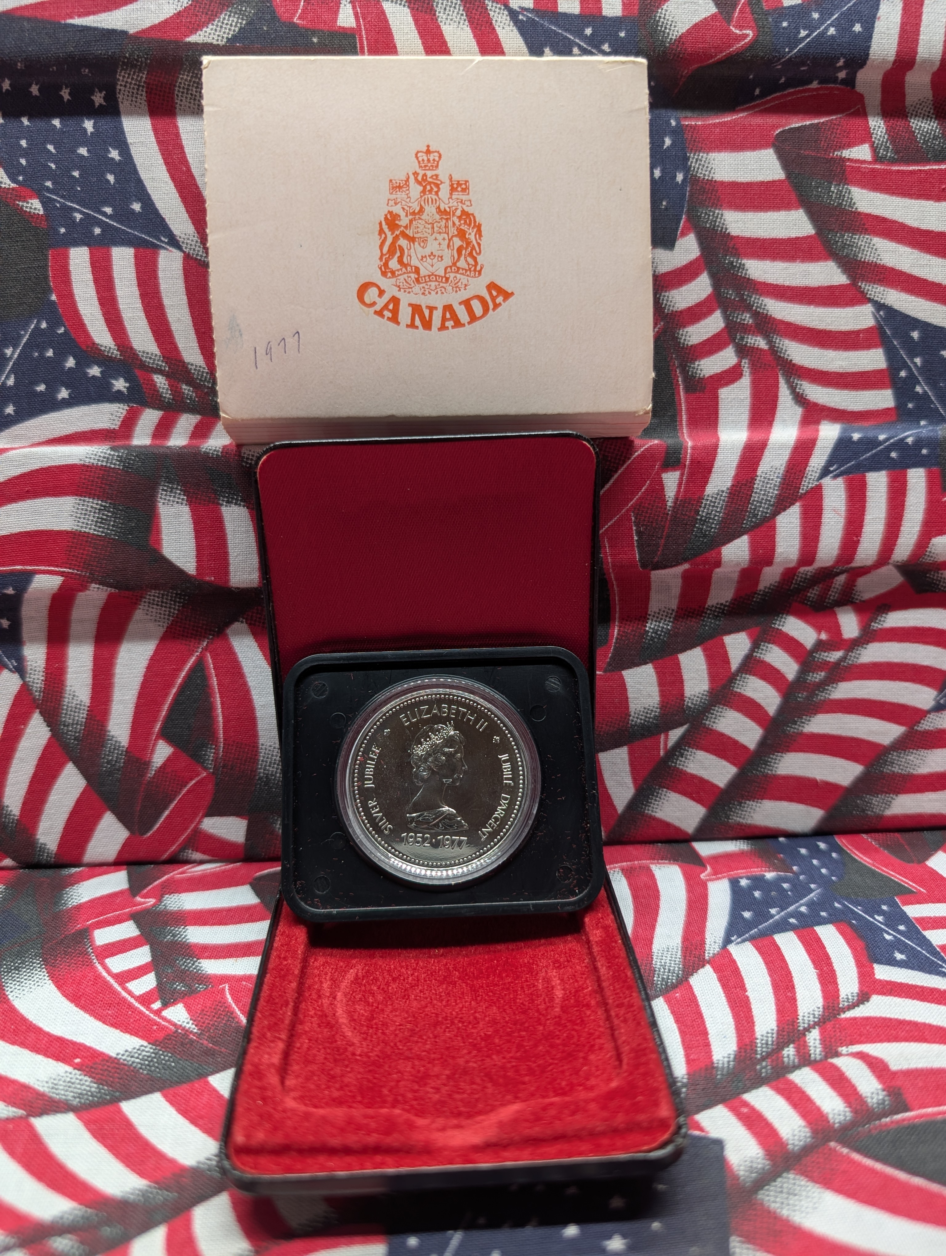 1952-1977 PROOF Canada Throne of The Senate Silver Dollar in OGP - Silver Jubilee