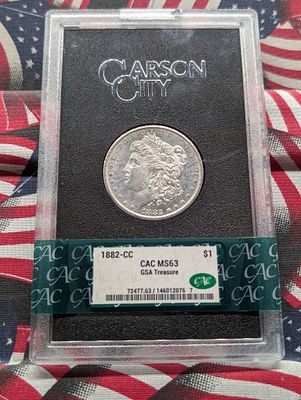 1882-CC Morgan Silver Dollar - CAC Cert. MS63 - GSA Treasure Condition PLEASE NOTE Some coins 