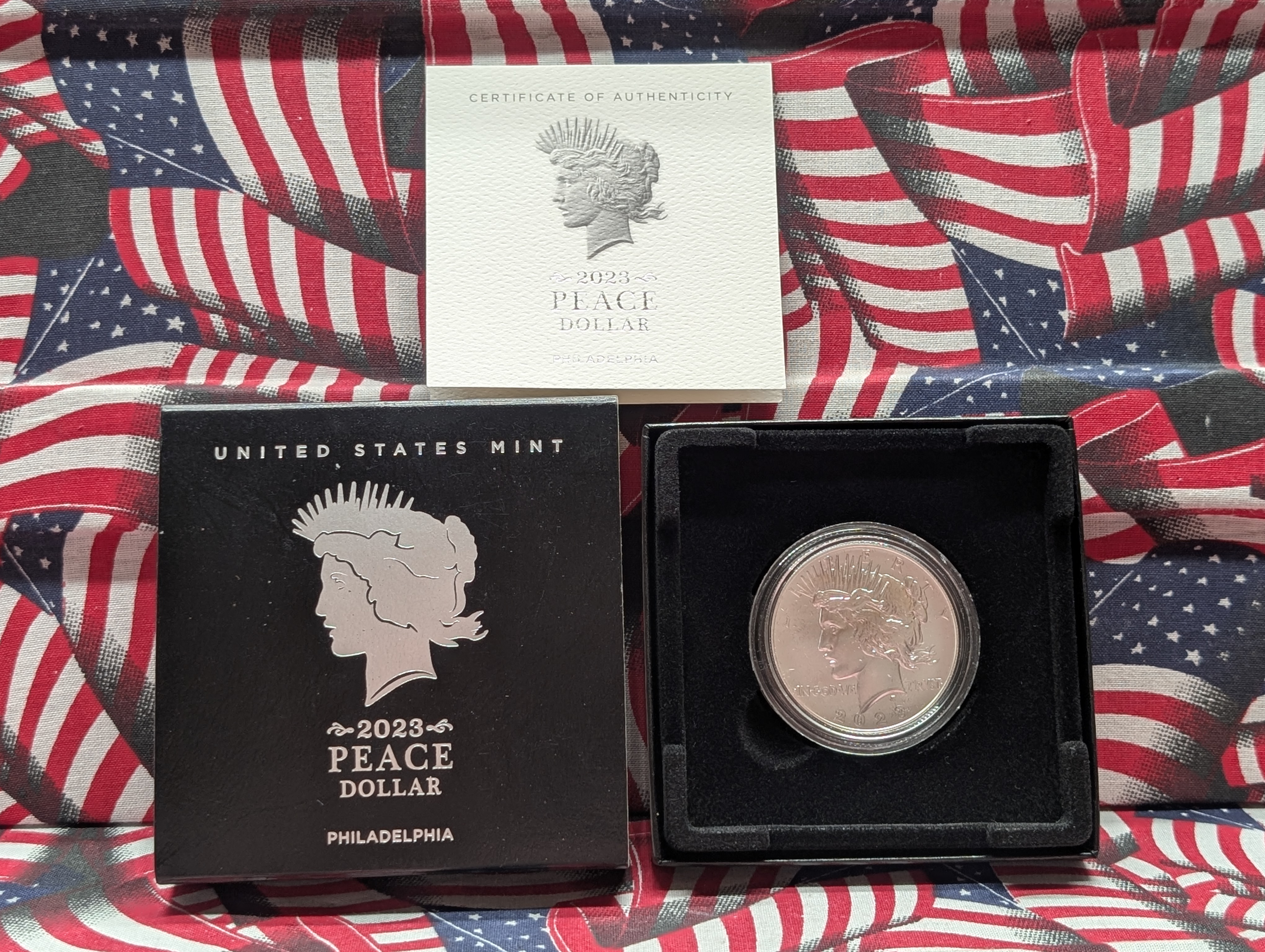 2023-P UNC Peace Silver Dollar 99.9% Silver 0.859 Troy Ounce in OGP w/ COA