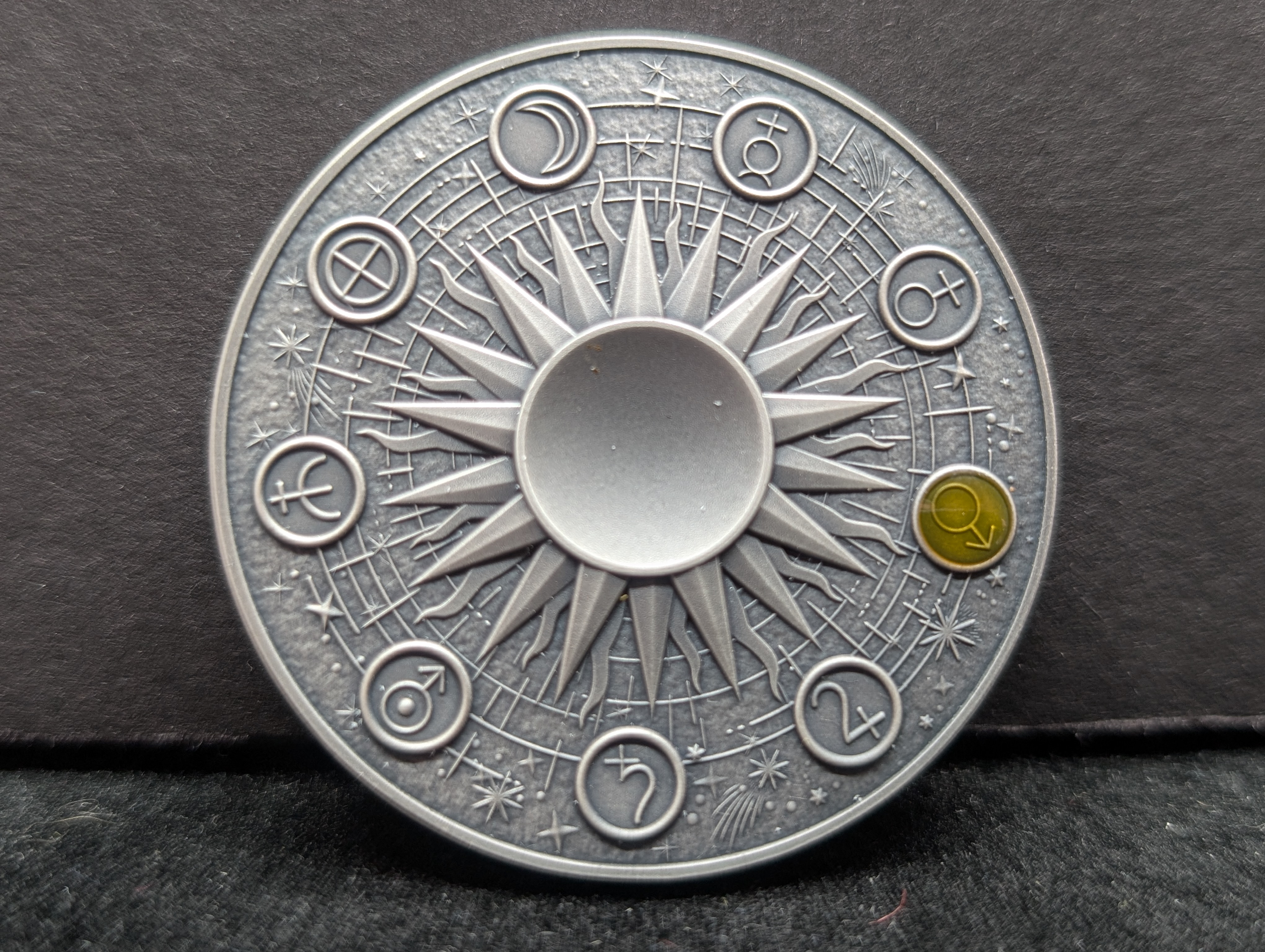 Limited Edition HIGH RELIEF Antique Finish Solar System 2 Oz. .999 FINE SILVER 2024 Republic of Ghana 10 Cedis Mars (Shield & Spear of the G